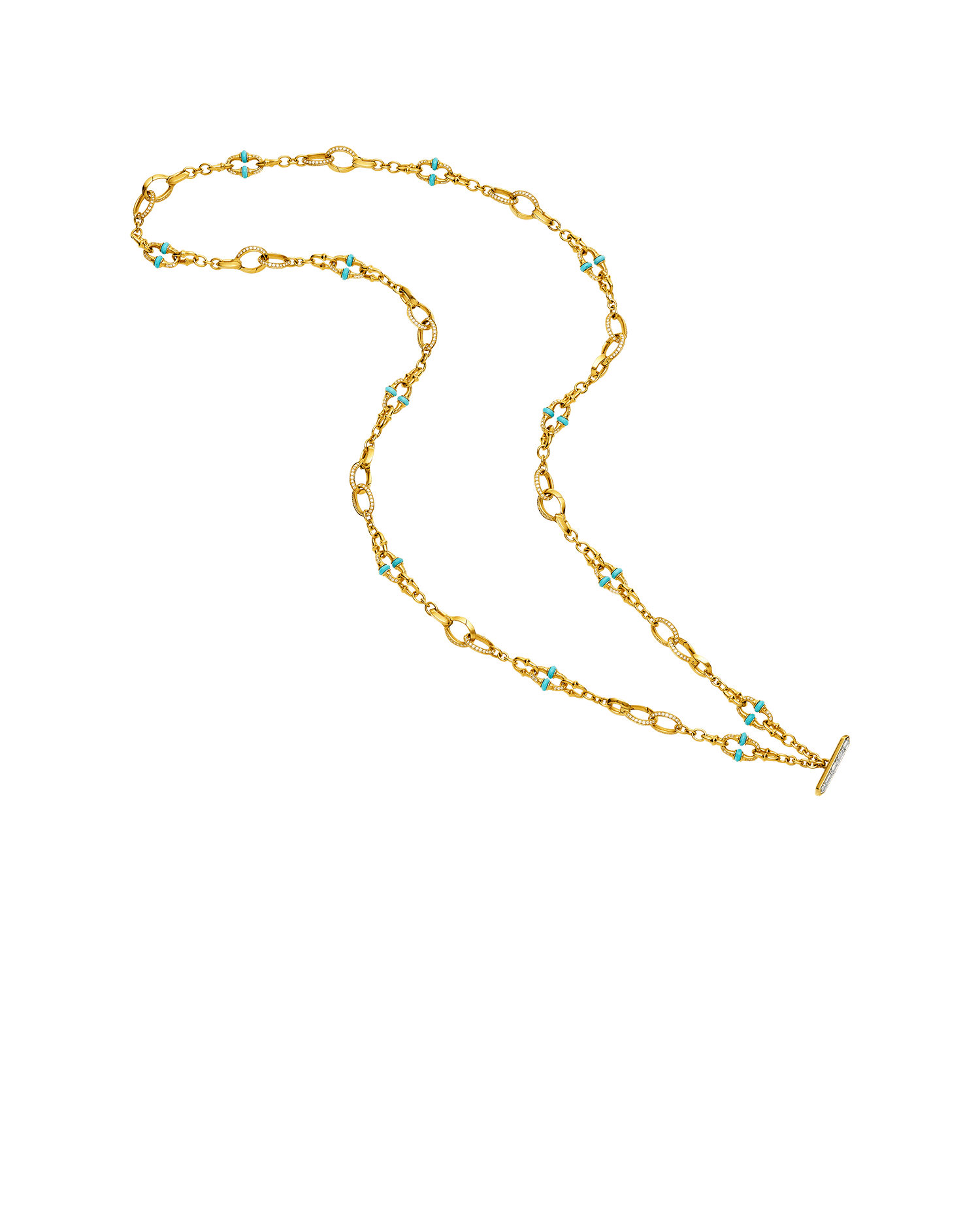 Turquoise Anchored Lavalier Pearl Necklace Gold DH24N50YPR18 5