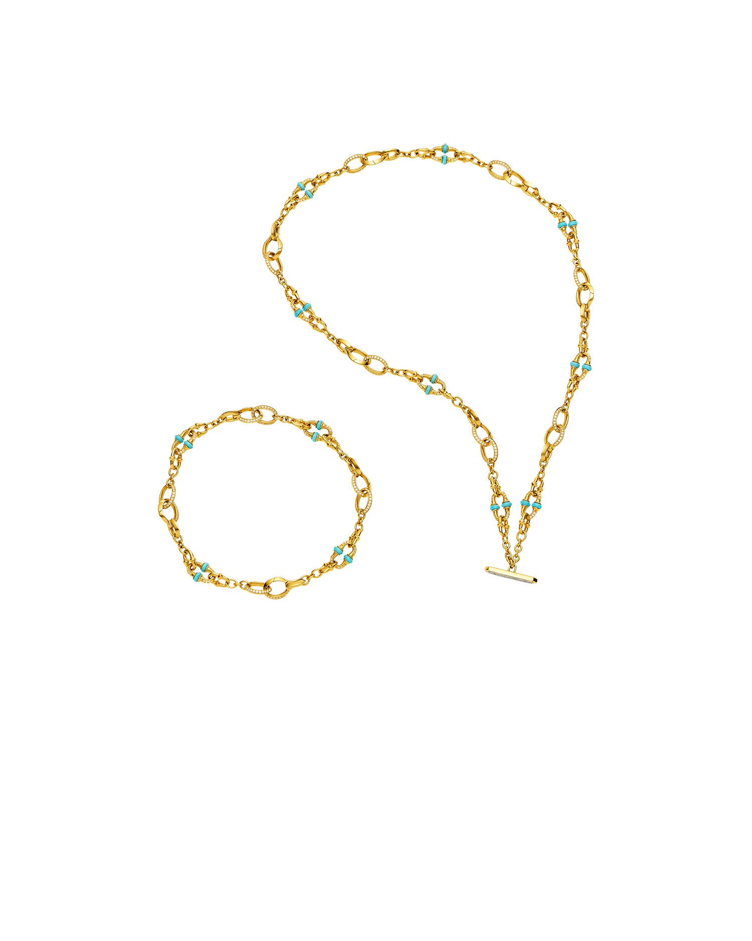 Turquoise Anchored Lavalier Pearl Necklace Gold DH24N50YPR18 4