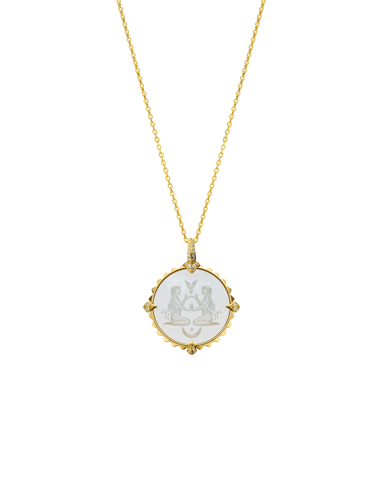Virgo Coin Charm | Mother of Pearl, Diamonds, and Yellow Gold 3