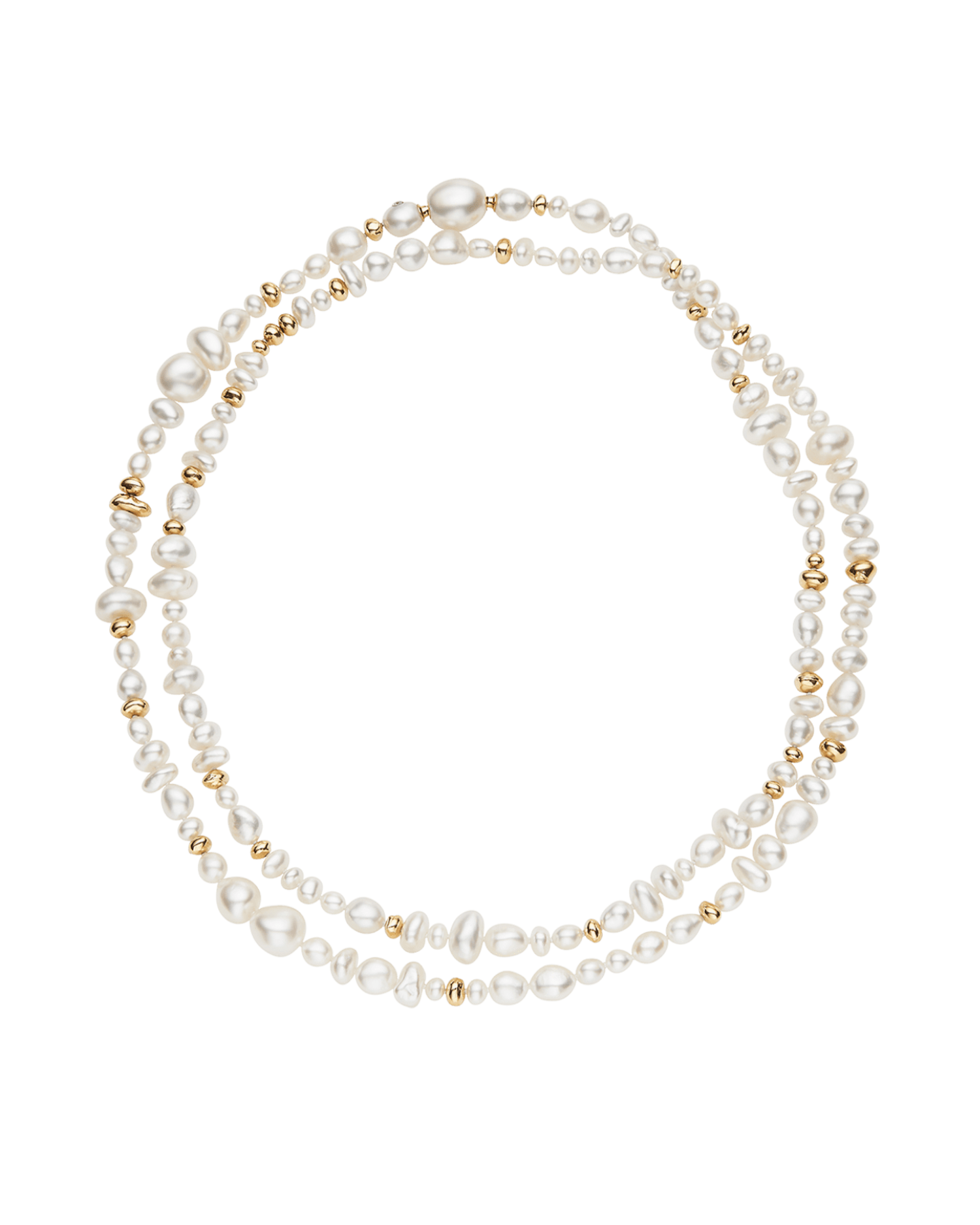 Wild Gold Granule Pearl Strand Rope Necklace | 4-10mm Pearls, Paspaley Signature Diamond, and Yellow Gold 1