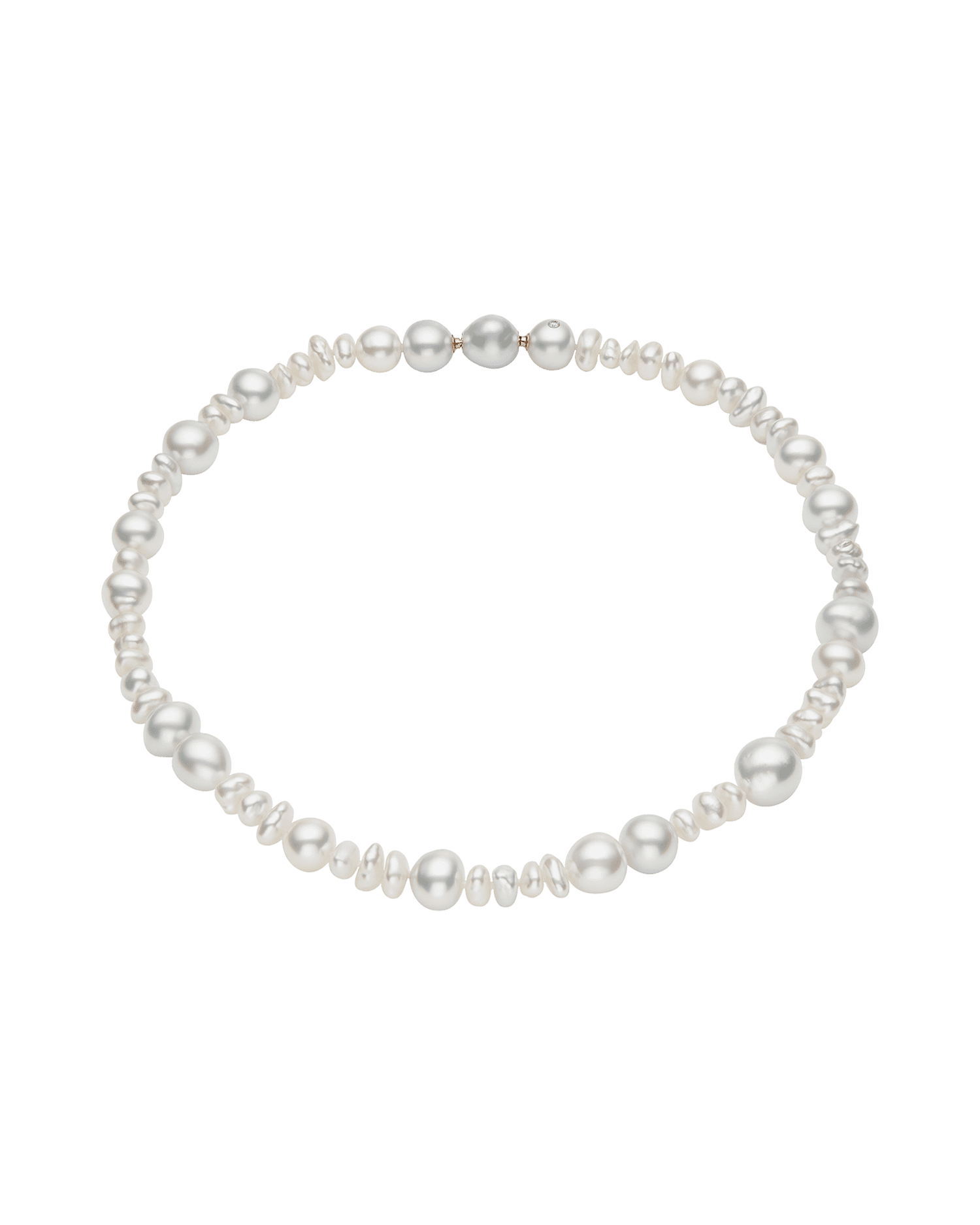 Petite Wild Pearl Strand Necklace | 6-12mm Baroque Pearls and Paspaley Signature Diamond 2