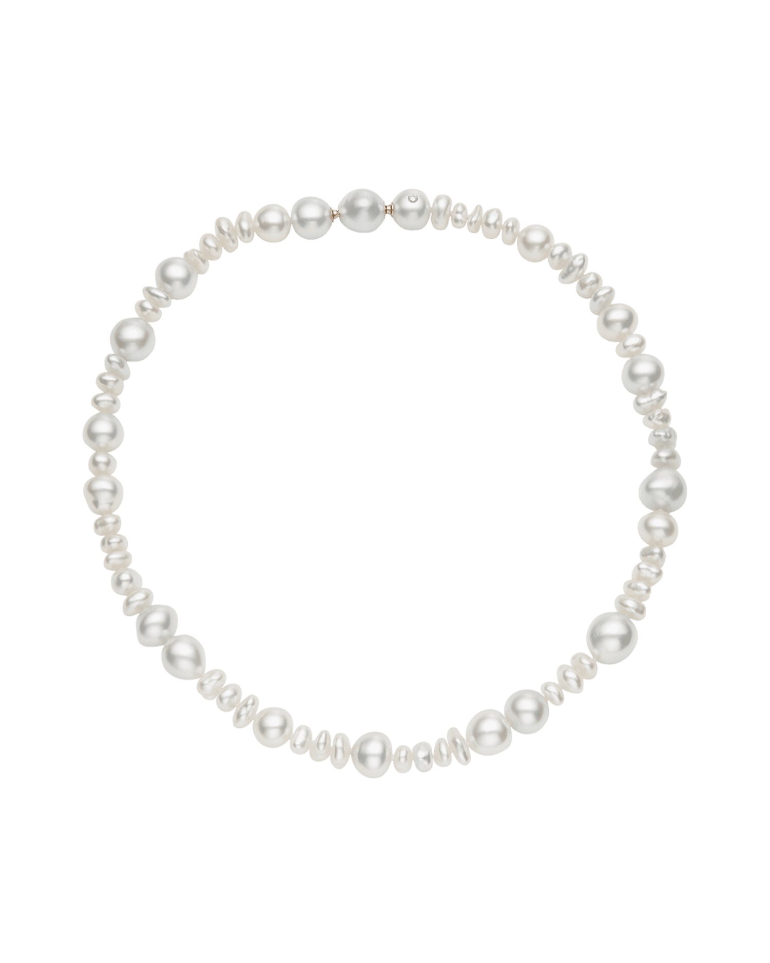 Petite Wild Pearl Strand Necklace | 6-12mm Baroque Pearls and Paspaley Signature Diamond 1
