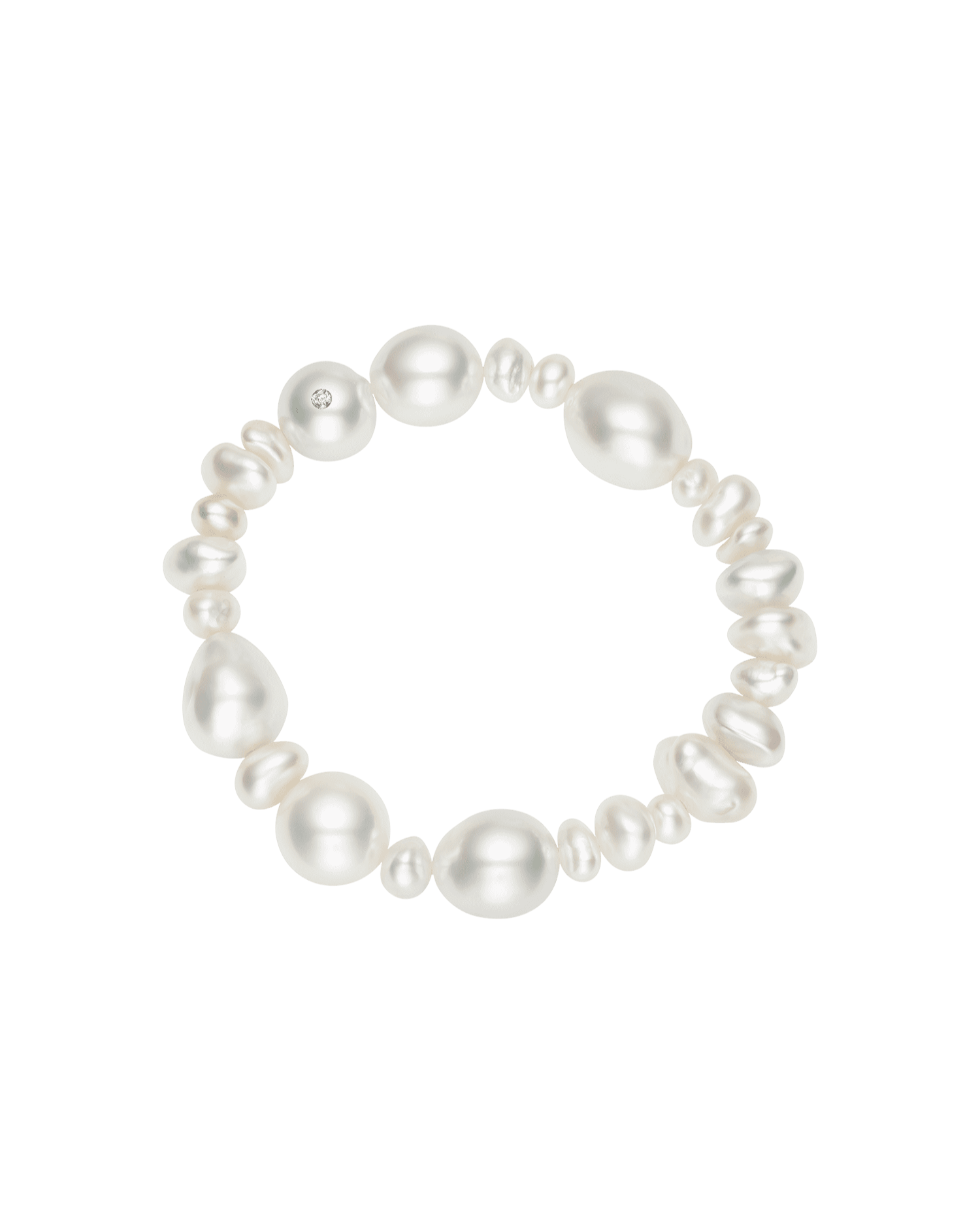 Wild Strand Pearl Strand Bracelet | 6-14mm Pearls and Diamond 1