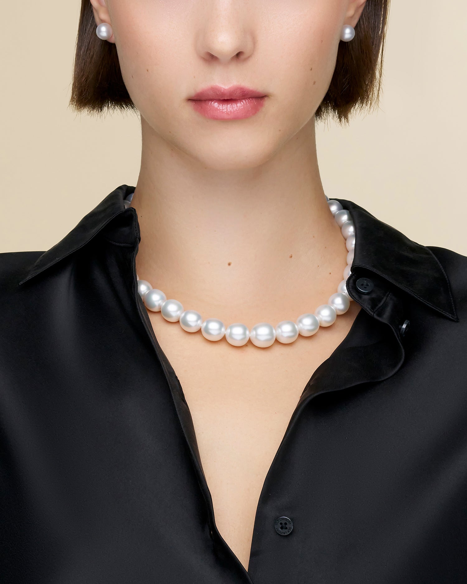 Paspaley Baroque Pearl Choker Strand Necklace | 12-14mm Baroque Pearls and Paspaley Signature Diamond