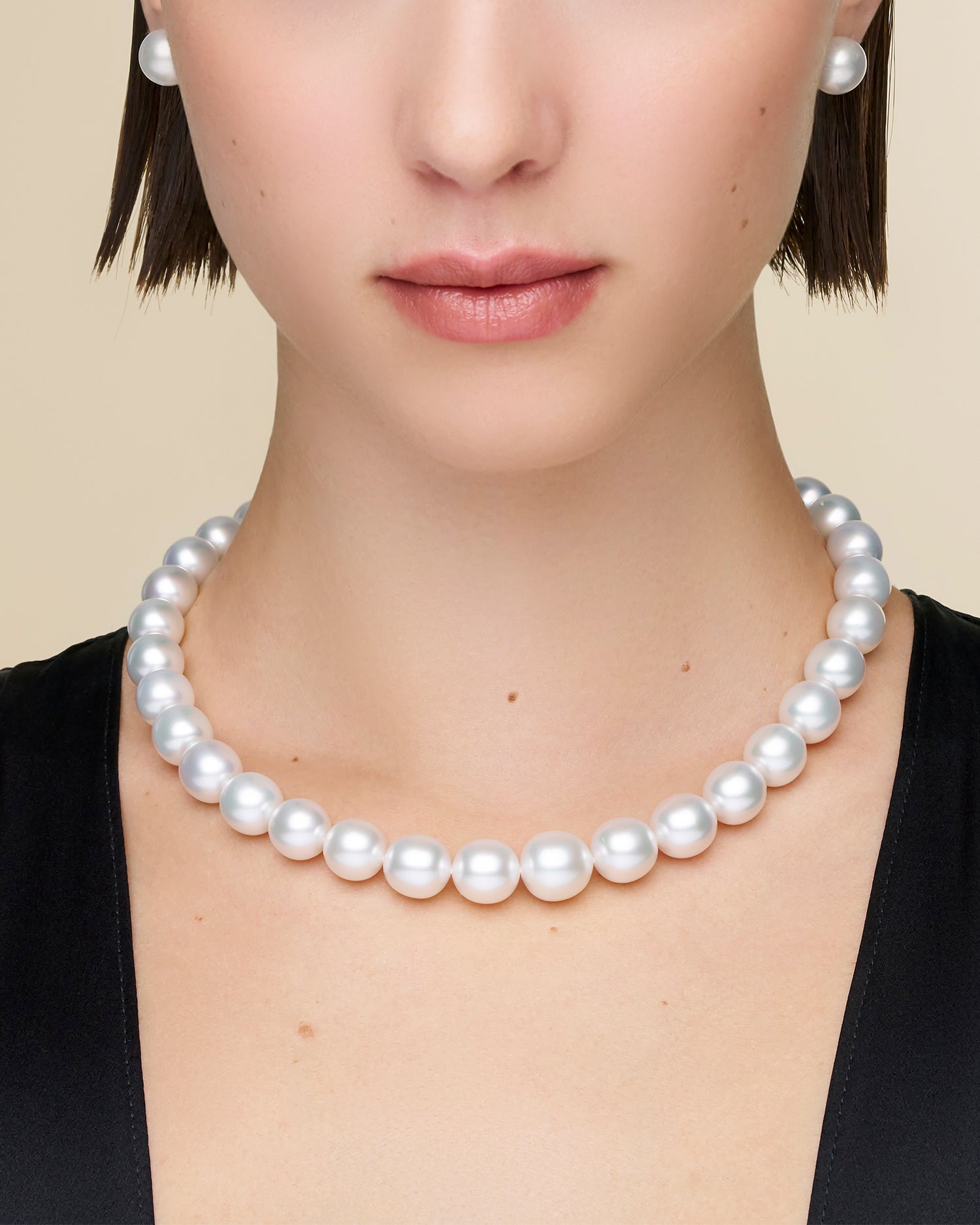 Paspaley Strand Of The Harvest Pearl Necklace | 12-14mm Oval Pearls and Paspaley Signature Yellow Diamond