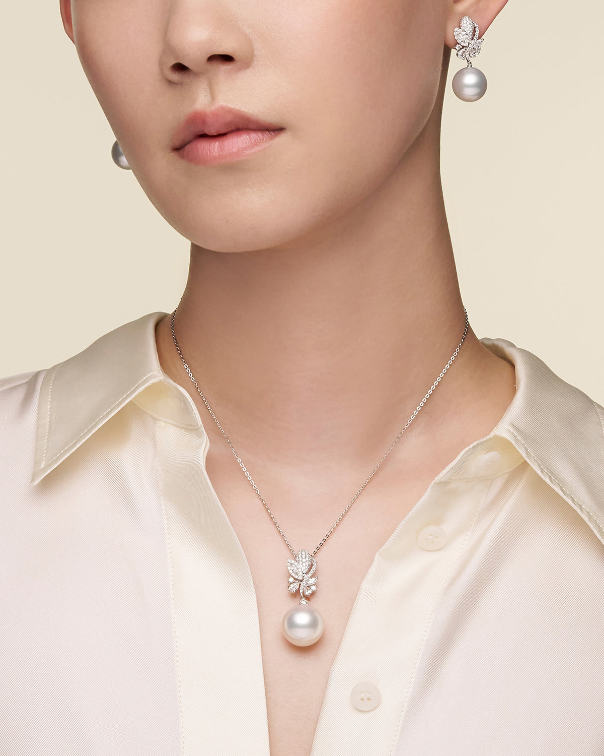 Paspaley Diamond Dragonfly Pearl Necklace On Body DX16PR161345