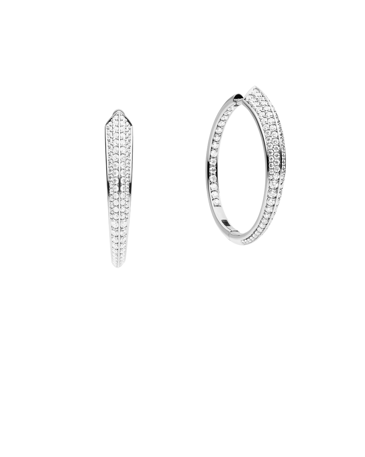 Diamond Keel Edge Extra Large Hoop Earrings | Diamonds and White Gold