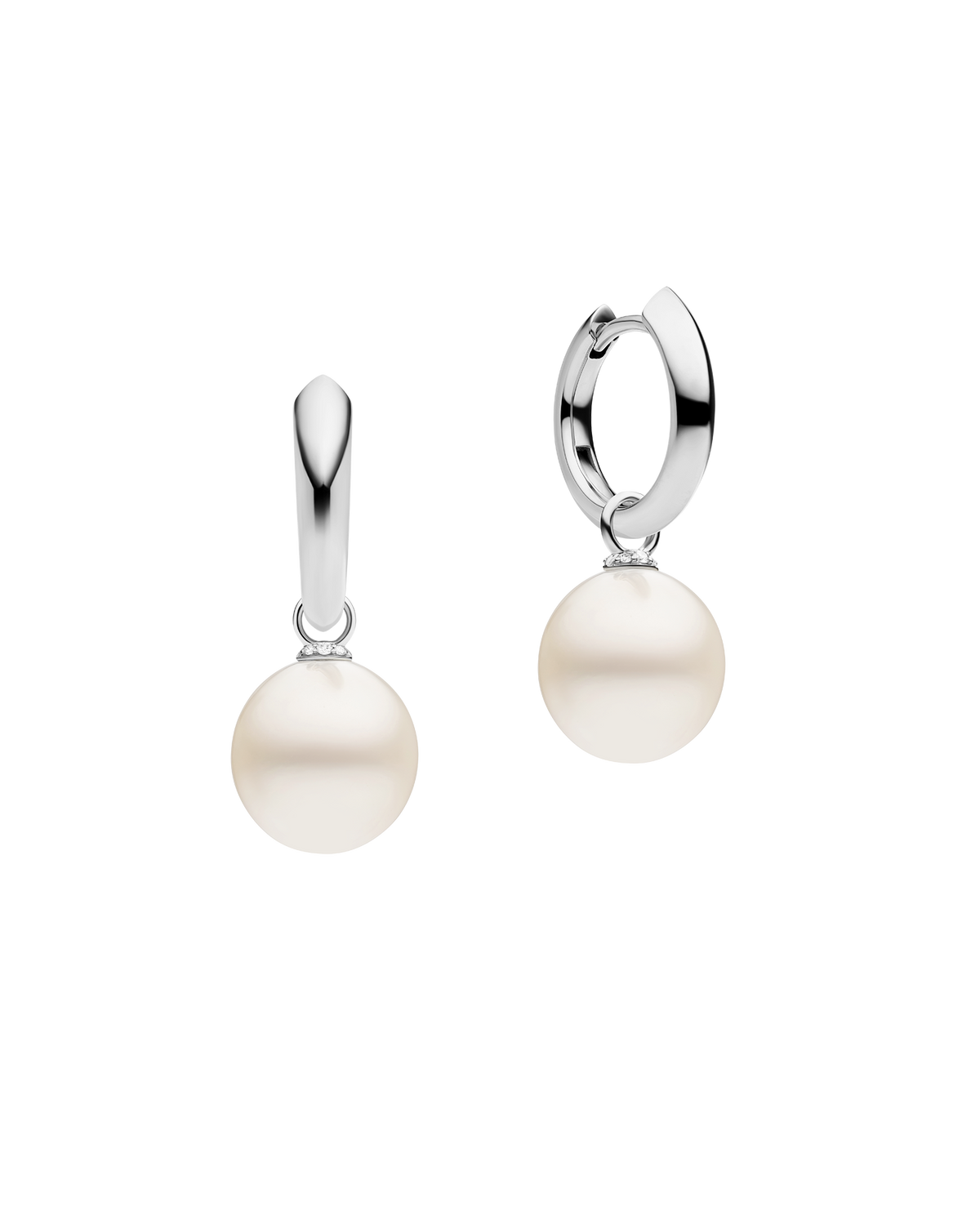 Keel Edge Pearls My Way Small Hoop Earrings | 12mm Oval Pearls and White Gold