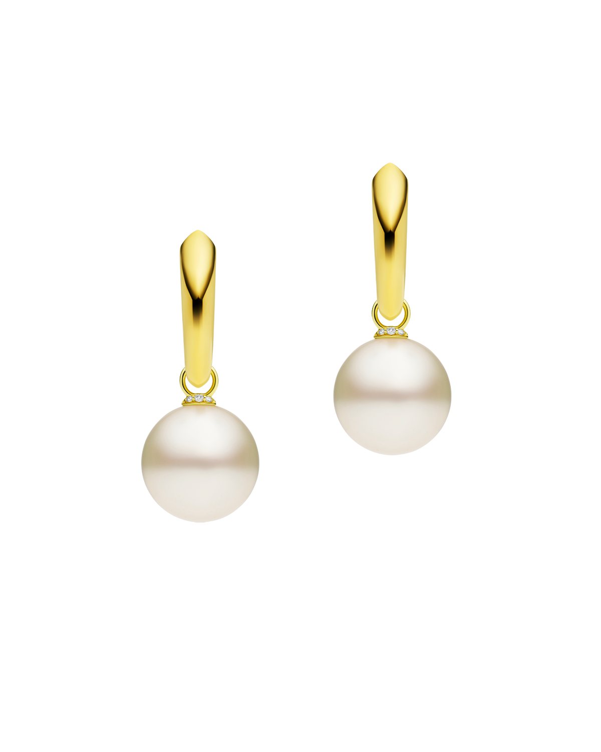 Keel Edge Pearls My Way Small Hoop Earrings | 12mm Oval Pearls and Yellow Gold