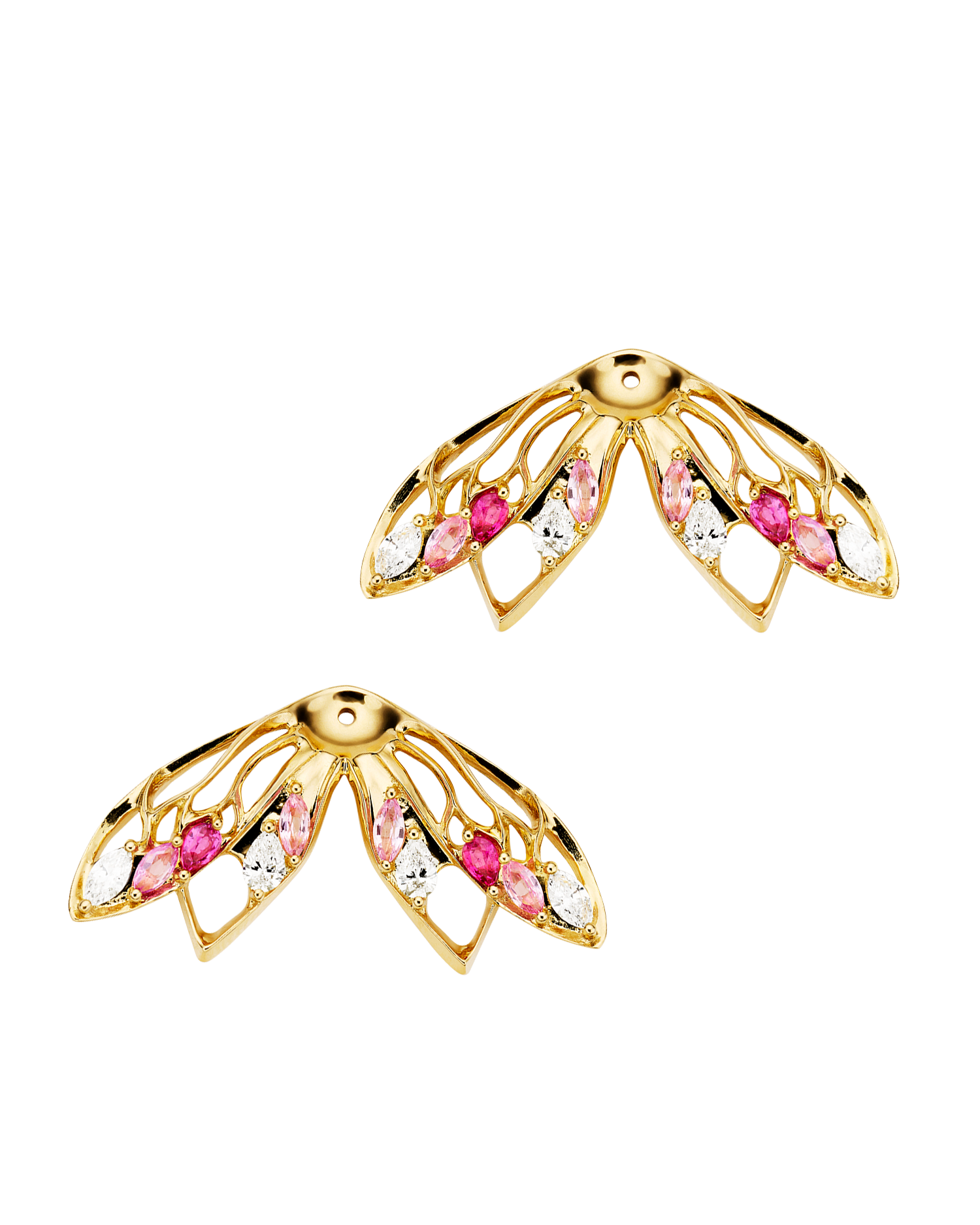 Blushing Cicada Stud Enhancers | Pink Sapphire, Diamond And Yellow Gold