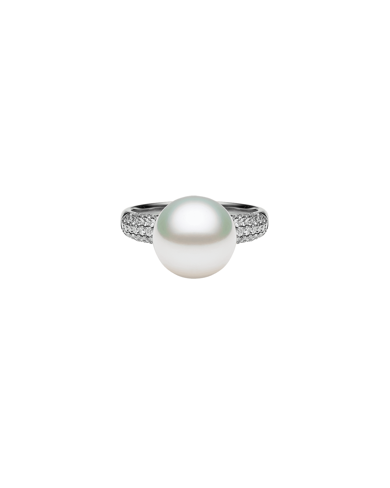 Bella Pearl Ring | 11mm Round Pearl, Diamonds, and White Gold 3