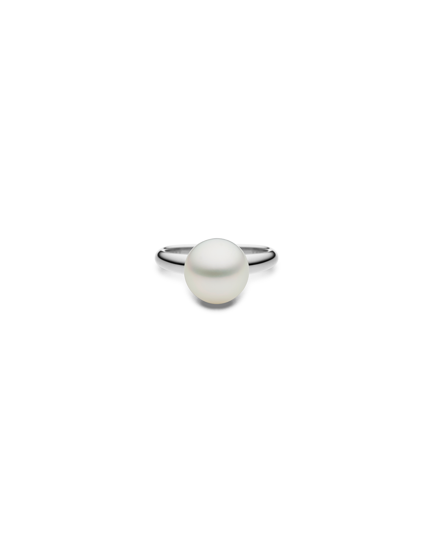 Bianca Pearl Ring in White Gold | 10mm Semi-Round Pearl, Diamonds, and White Gold