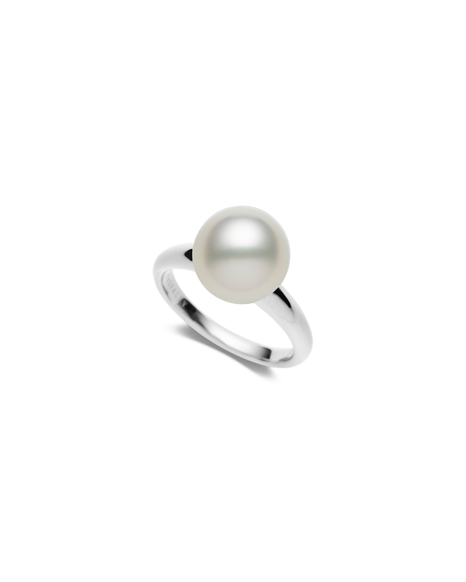 Bianca Pearl Ring in White Gold | 10mm Semi-Round Pearl, Diamonds, and White Gold