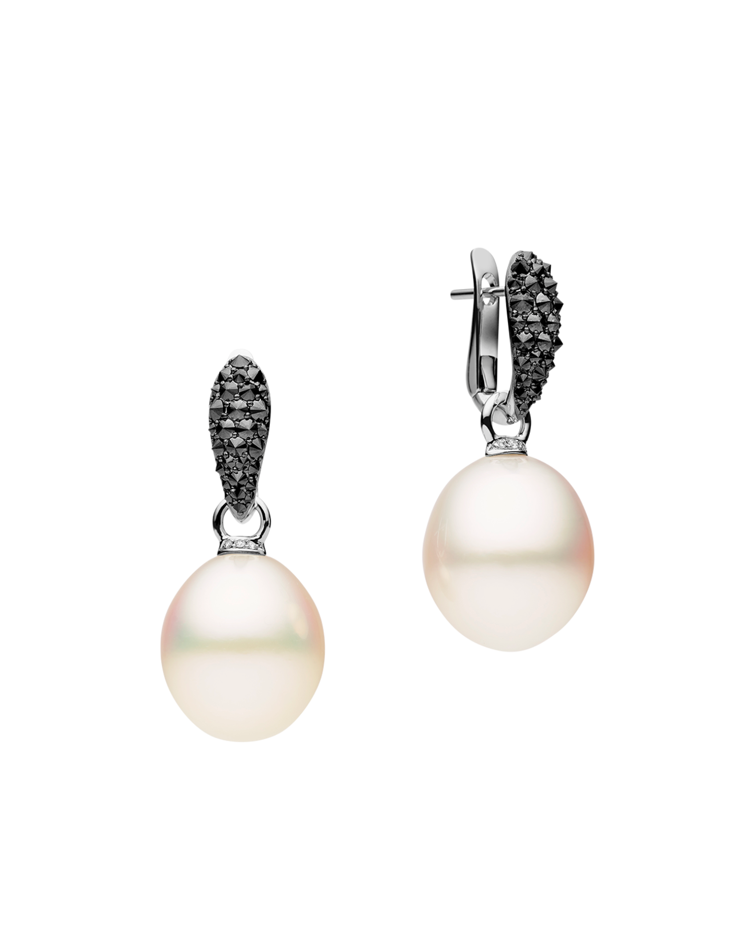 Black Diamond Touchstone Pearls My Way Earrings in white gold 14mm oval DWPO14C16E13W