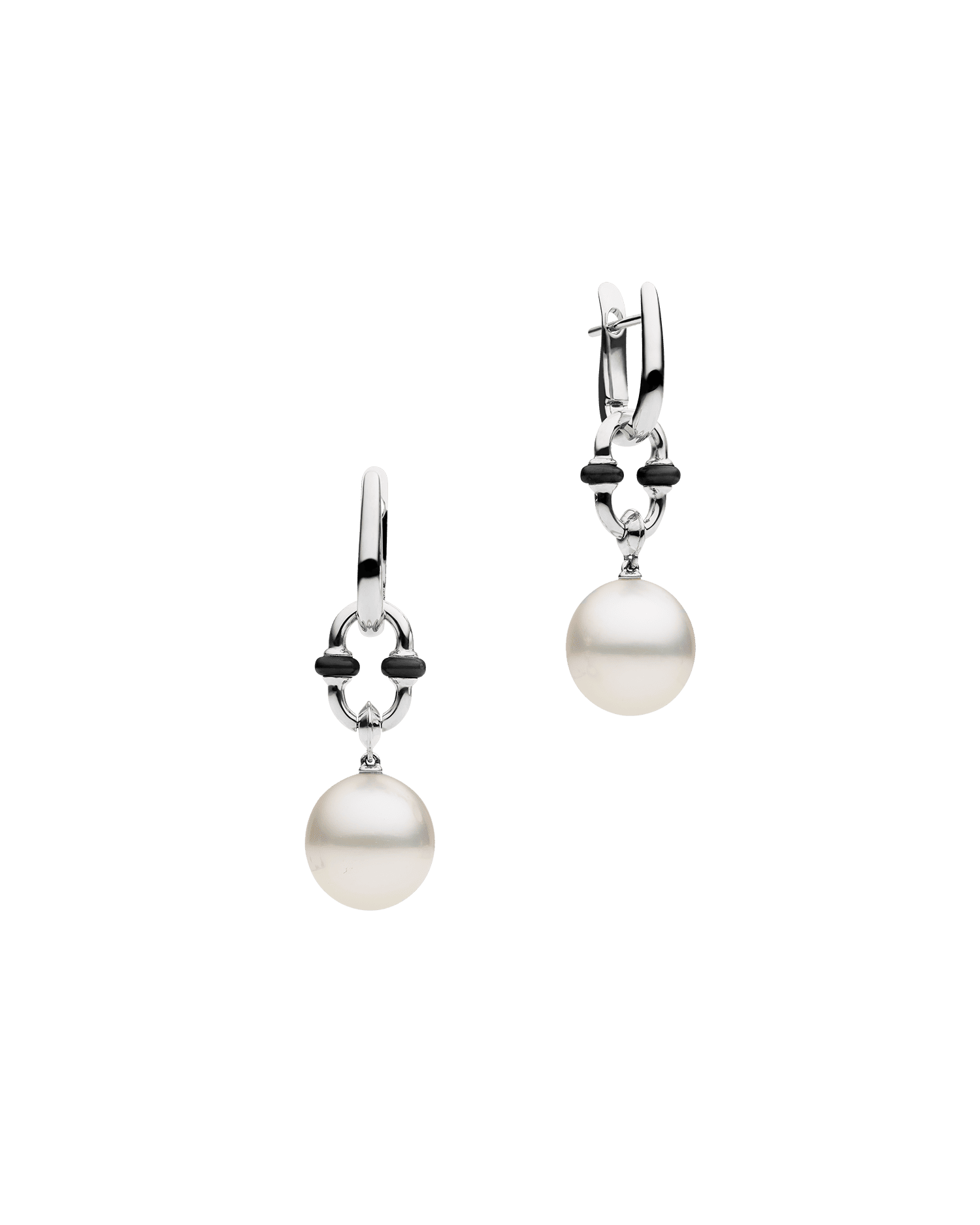 Black Spinel Anchor Link Pearl Earring Enhancers White Gold D24AE62WPO11