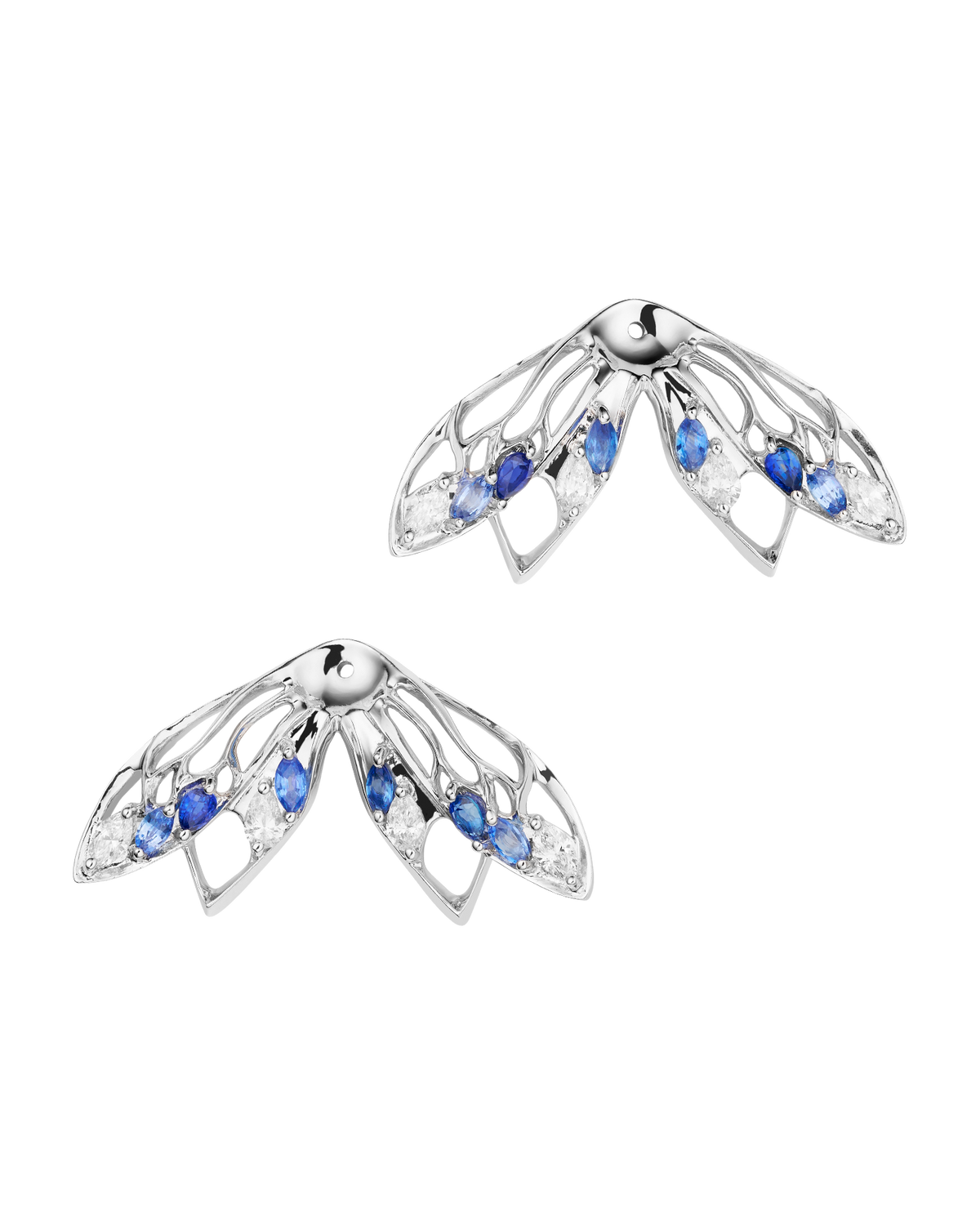 Blue Moon Cicada Stud Enhancers | Blue Sapphires, Diamonds, and White Gold