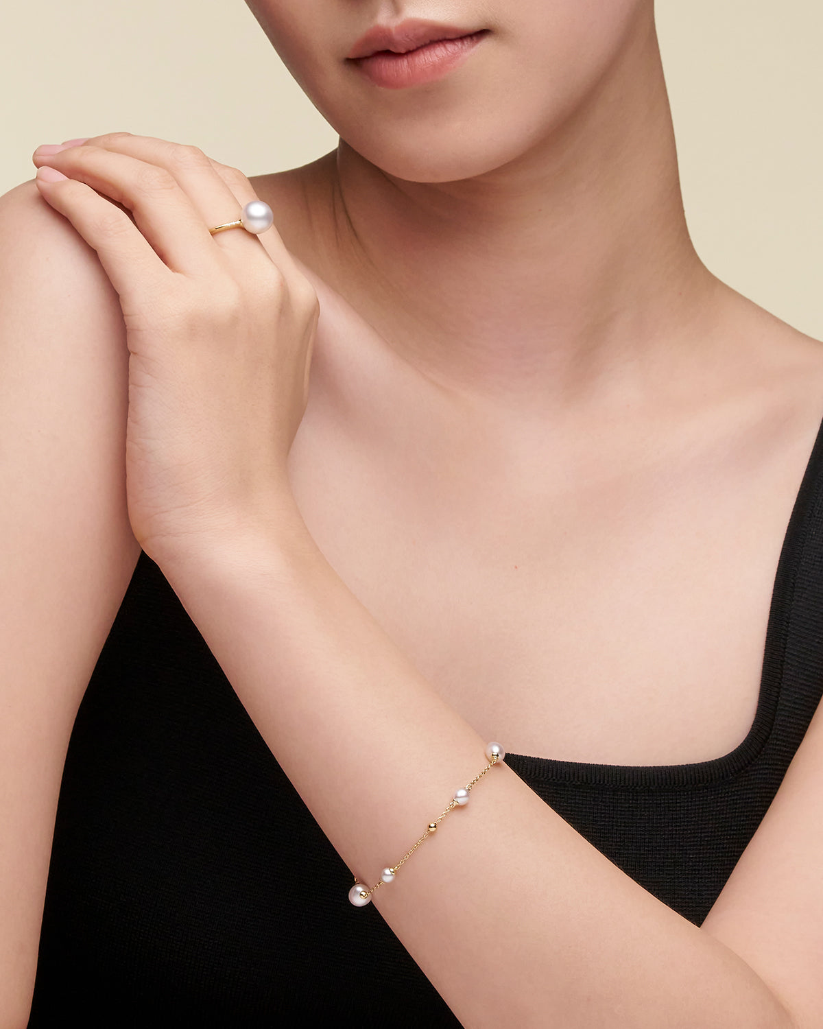 Classic Pearl Ring On Body dc21r01ypb11 Keshi Pearl Chain Bracelet B20B12YKQ06 