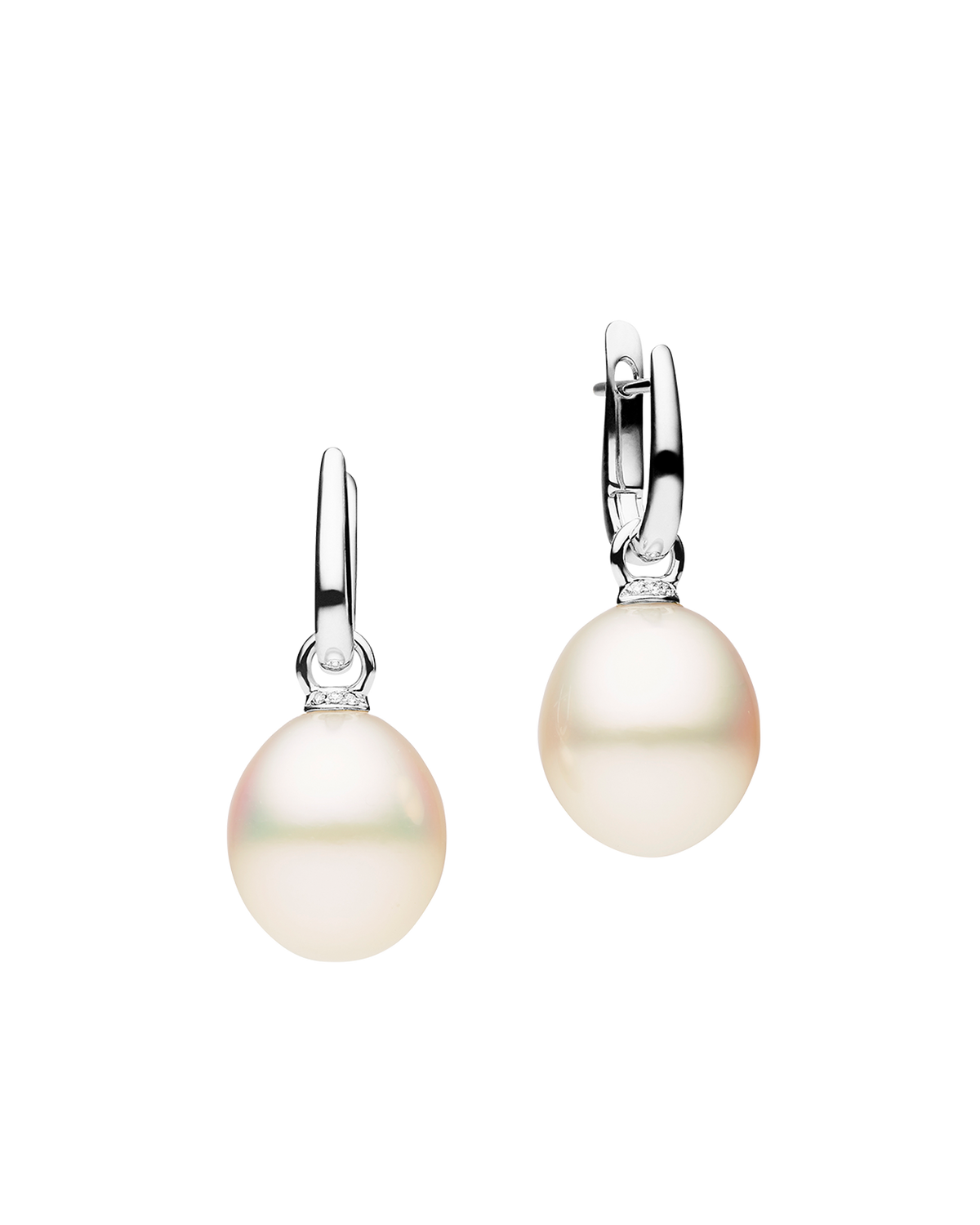 Pearls My Way Earrings | 14mm Oval Pearls, Diamonds, and White Gold