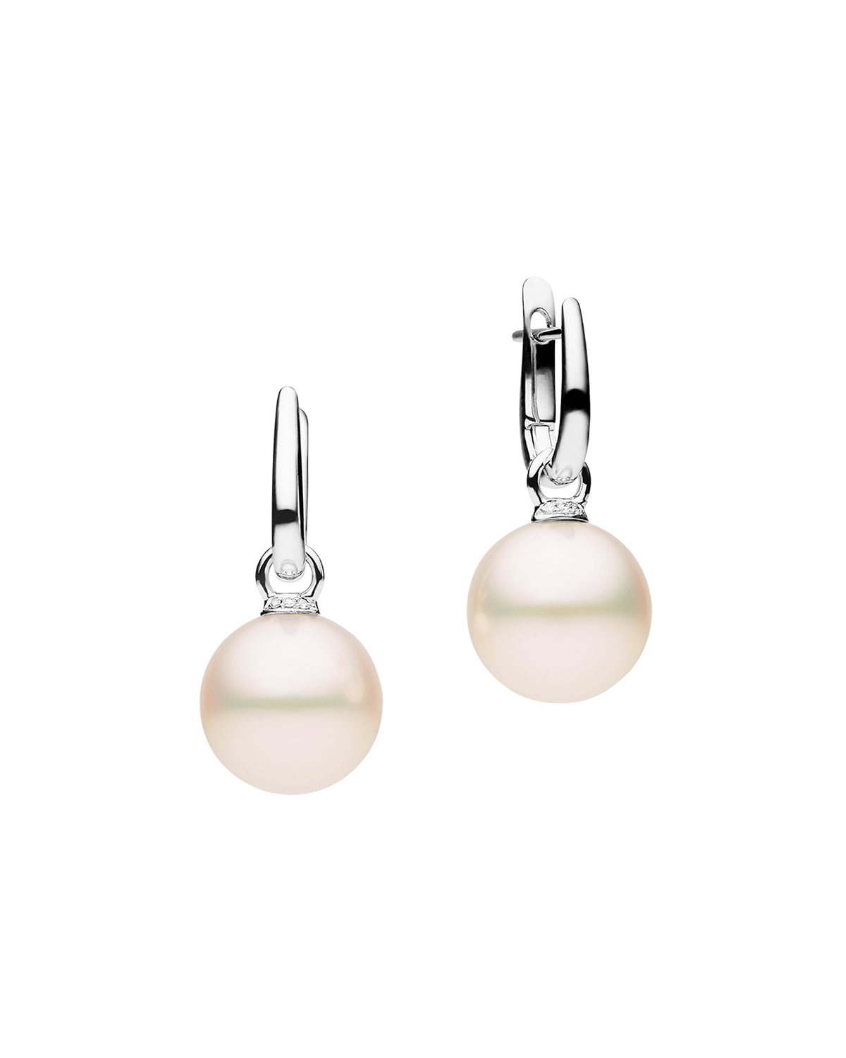 Pearls My Way Earrings | 12mm Round Pearls, Diamonds, and White Gold