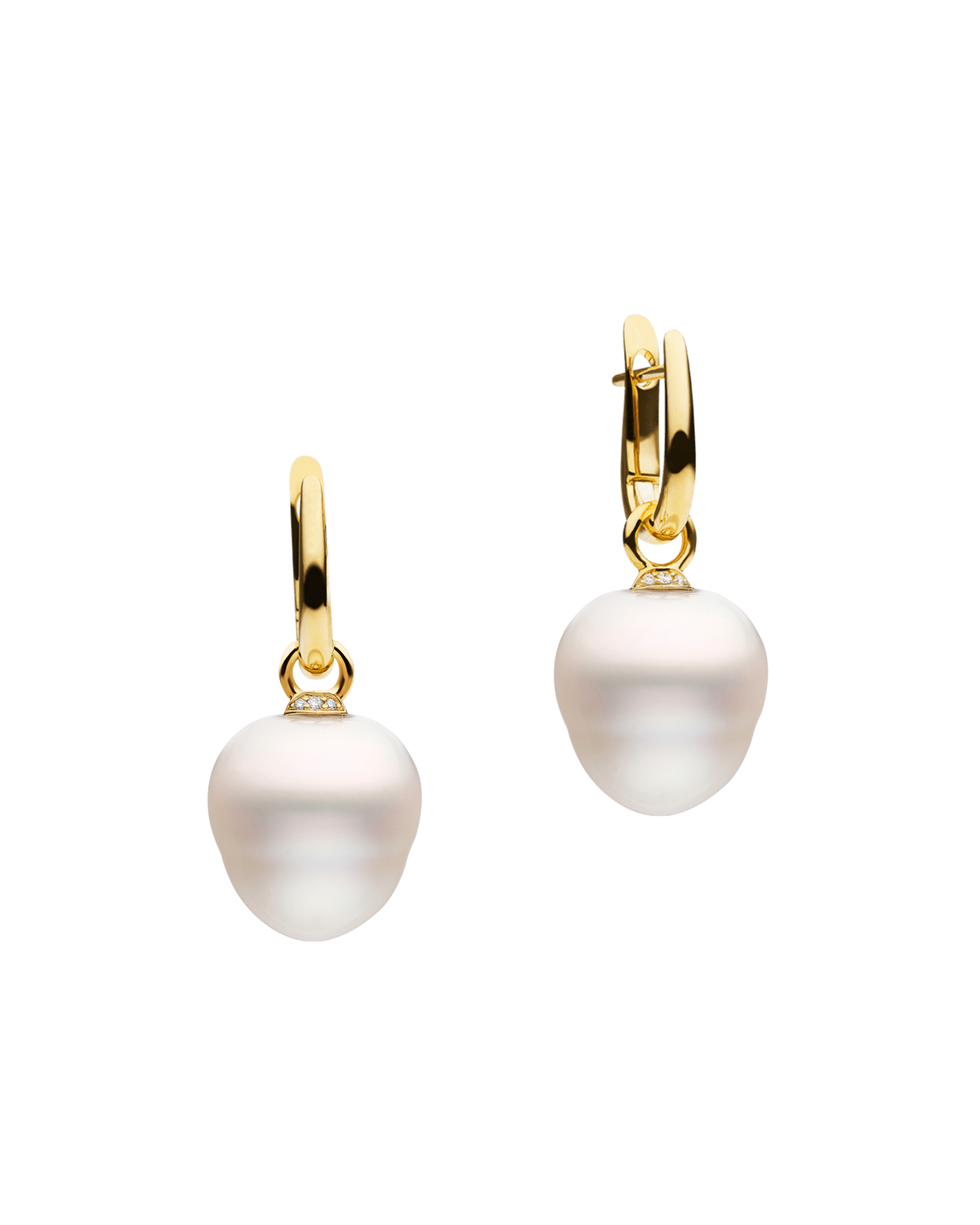 Pearls My Way Earrings | 14mm Circle Pearls, Diamonds, and Yellow Gold