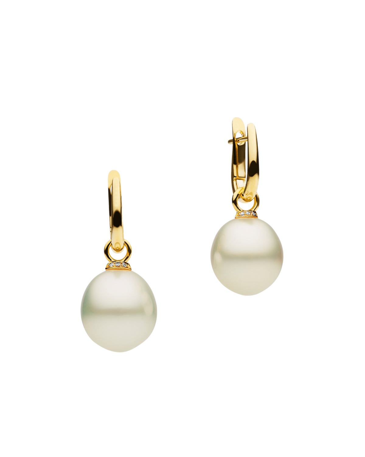 Pearls My Way Earrings | 14mm Oval Pearls, Diamonds, and Yellow Gold