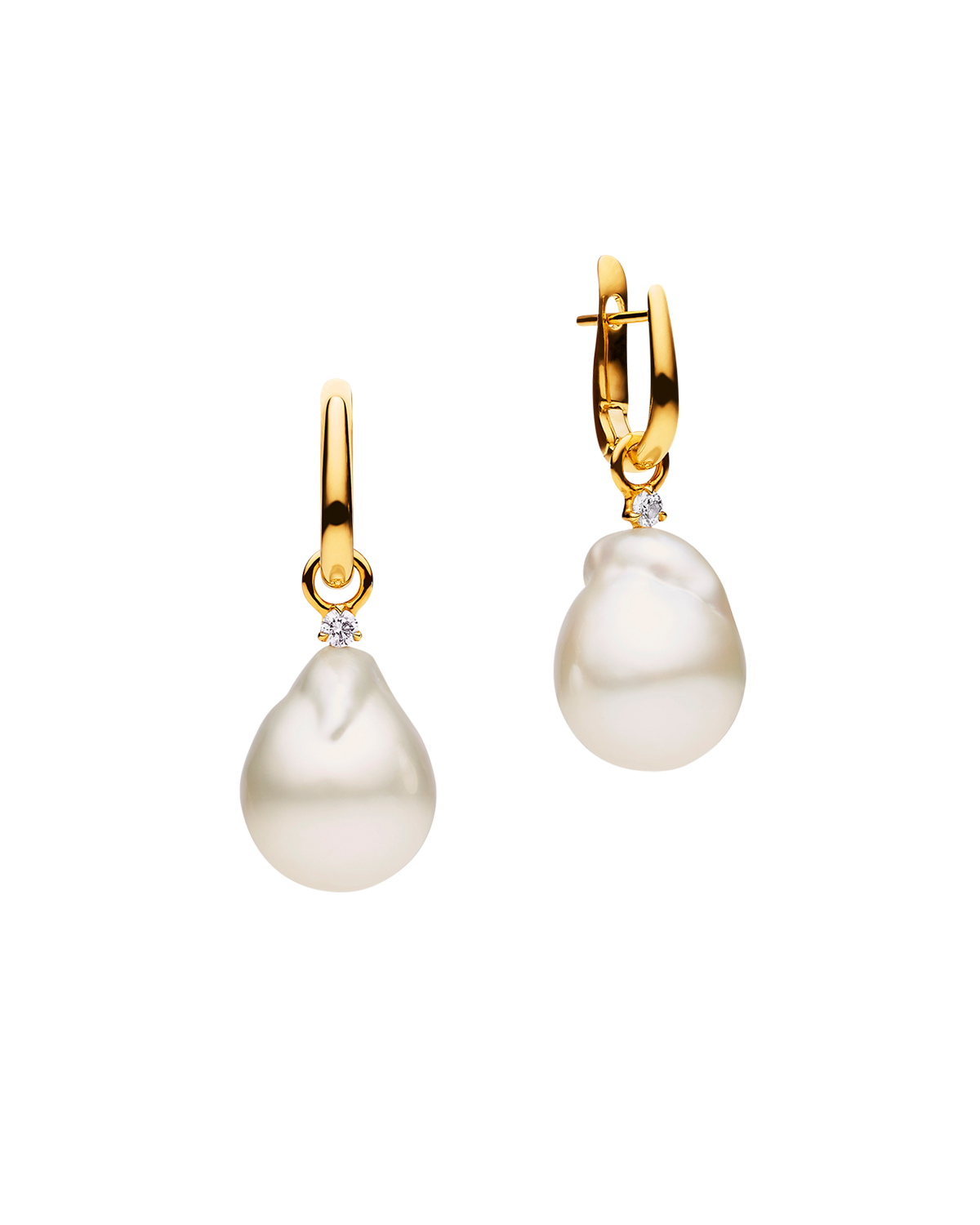 Pearls My Way Earrings | 14mm Baroque Pearls, Diamonds, and Yellow Gold