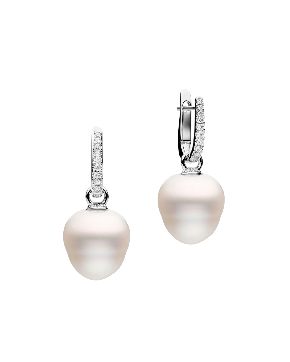 Diamond Pearls My Way Earrings | 14mm Circle Pearls, Diamonds and White Gold