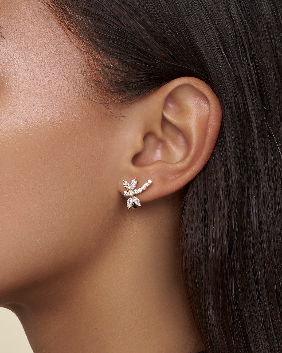 Diamond Dragonfly Earrings in YG OB C25E12Y