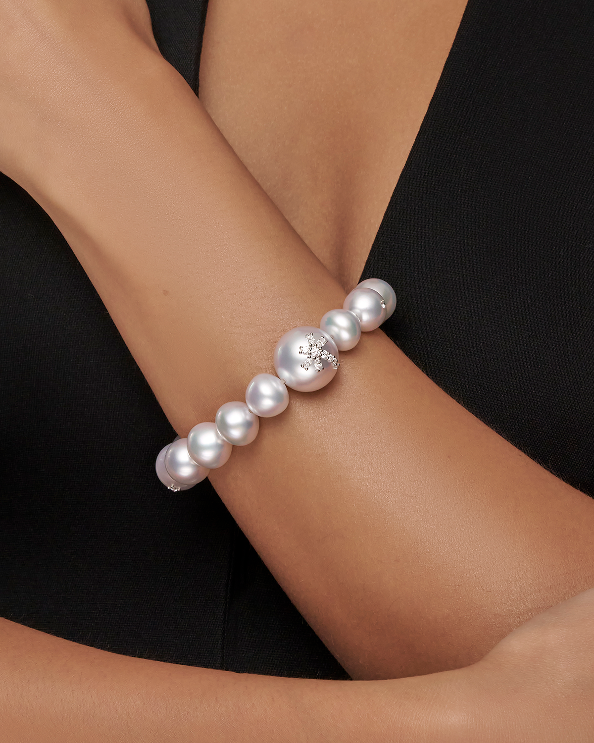 Diamond Dragonfly Pearl Bracelet OB U25B06PPR17 U25B07PPR17