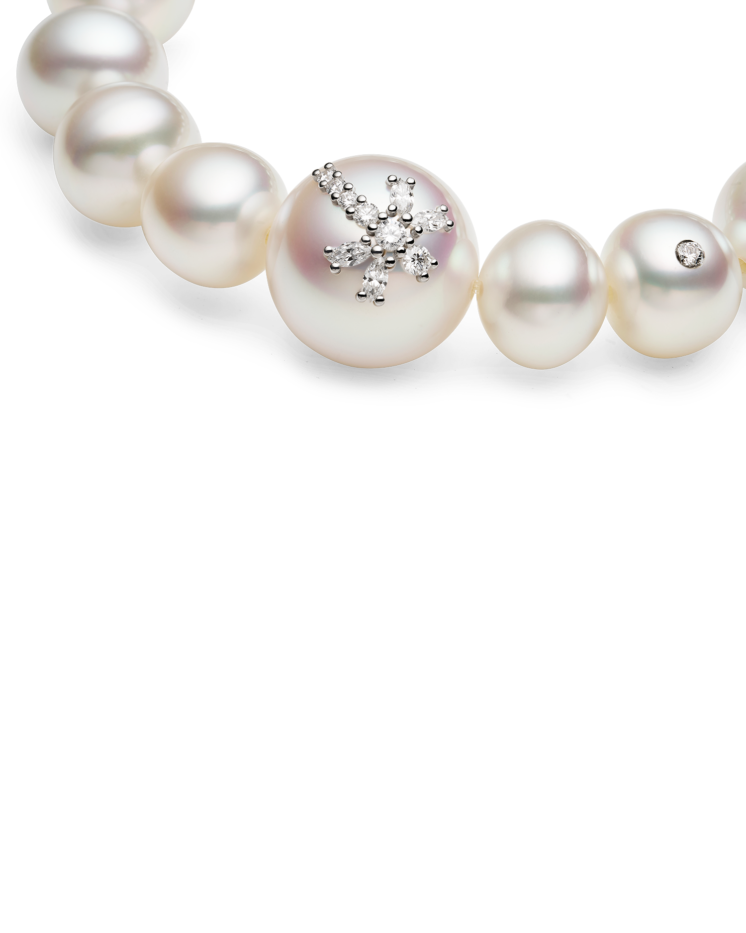 Diamond Dragonfly Pearl Bracelet | 12-17mm Gem Grade Pearls, Diamond, and Platinum
