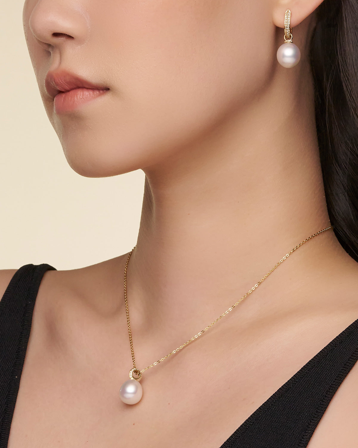 Diamond Keel Edge Pearl Pendant YG On Body C19P43YPO12 Earrings DC24E01YPR12 C24E01Y C16AE03Y