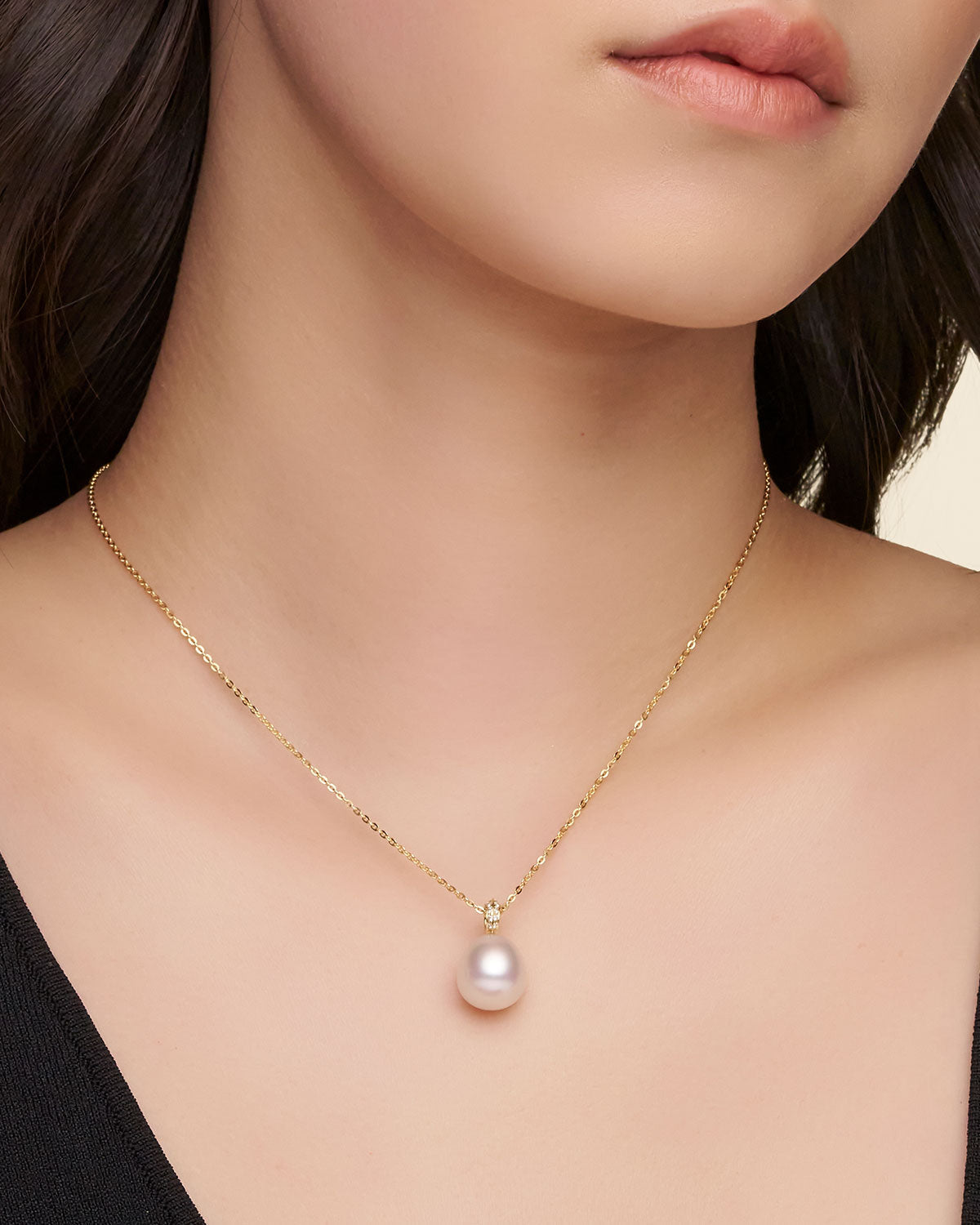 Diamond Keel Edge Pearl Pendant YG On Body C19P43YPO12