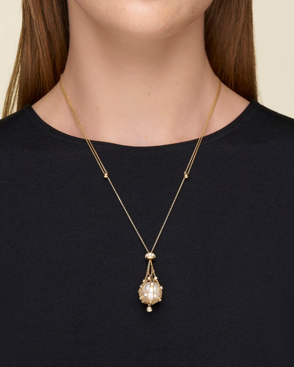 Diamond Lavalier Pearl Necklace On Body dh17n17ypb15 SKU H17N17Y83 H13Q01PB15