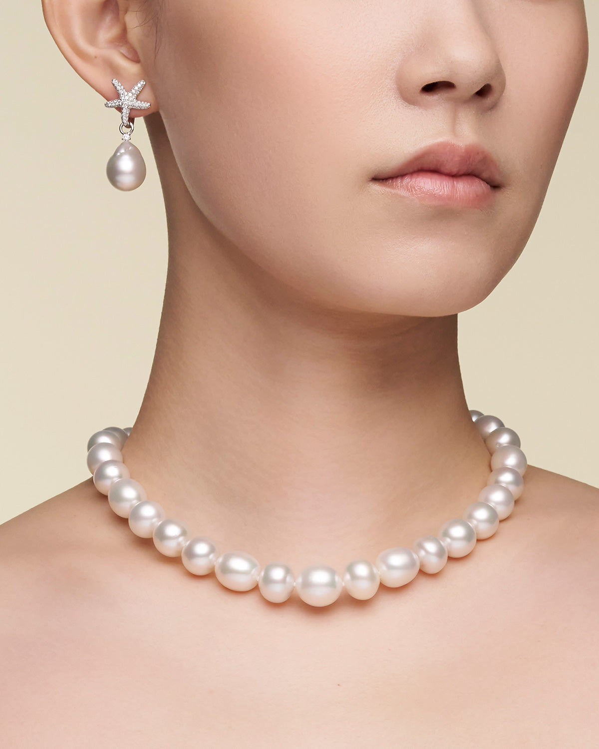 Diamond Starfish Pearls My Way Earrings On Body DWPQ14C25E01W SKU C25E01W C16AE06WPQ14 Strand SCDEBL001