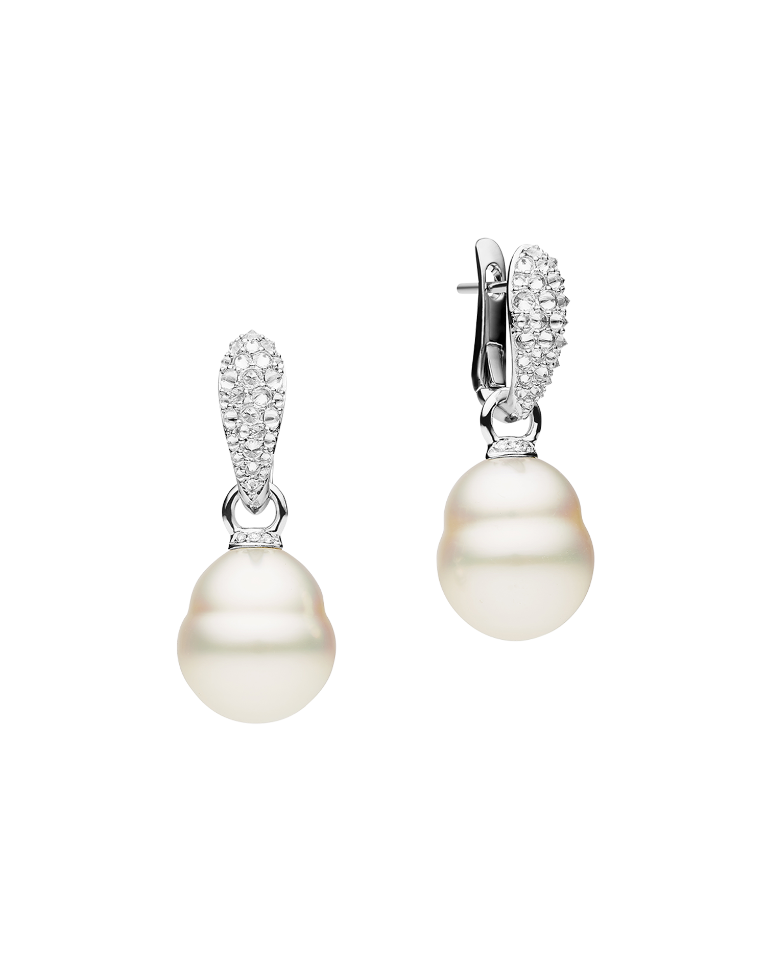 Diamond Touchstone Pearls My Way Earrings in white gold 12mm circle DWPC12C16E10W C16E10W + C16AE01WPC12