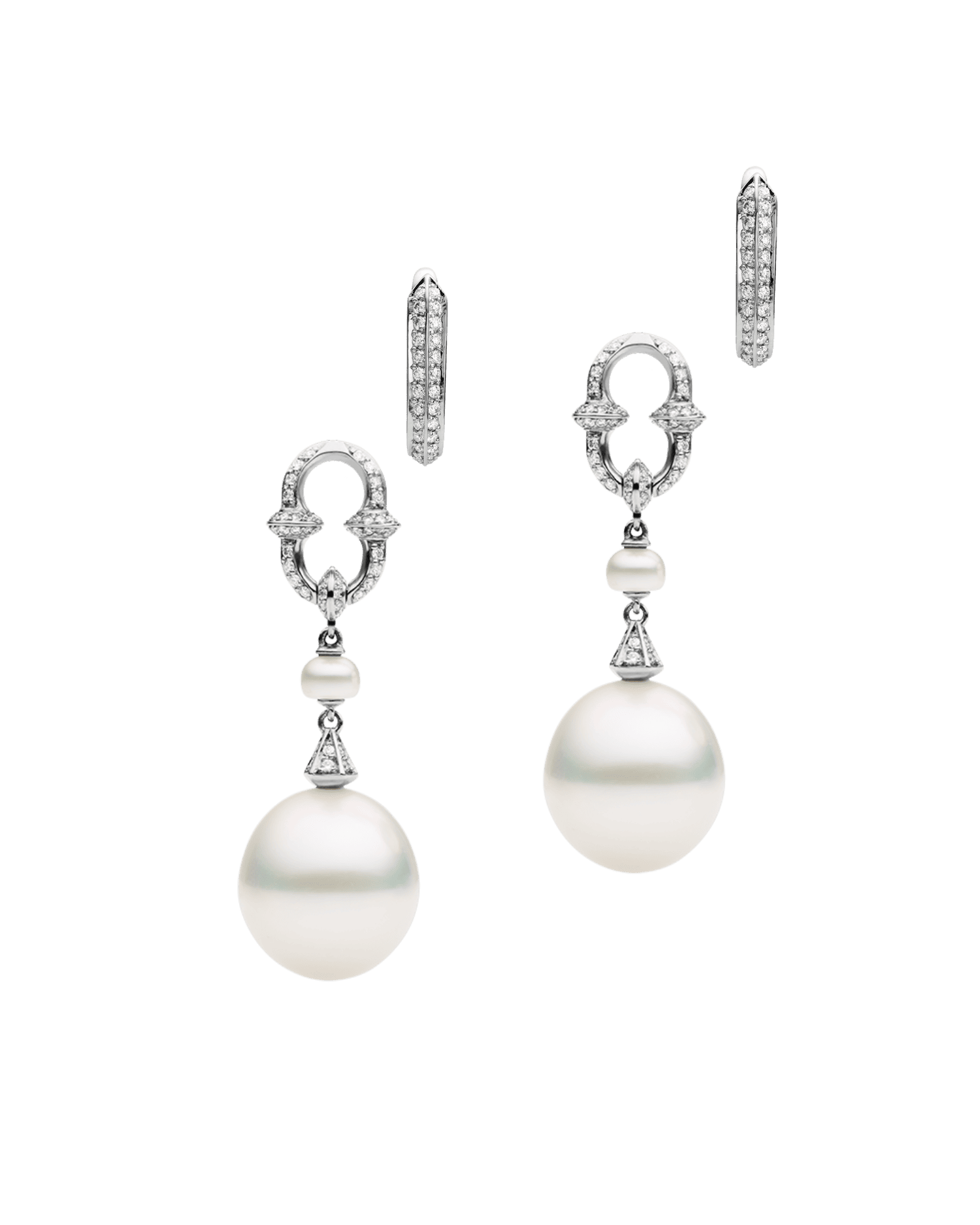 Diamond Keel Edge Pearls My Way Earrings with Diamond Anchor Link Pearl earring Enhancers  White Gold DD24E6024WPD13 3