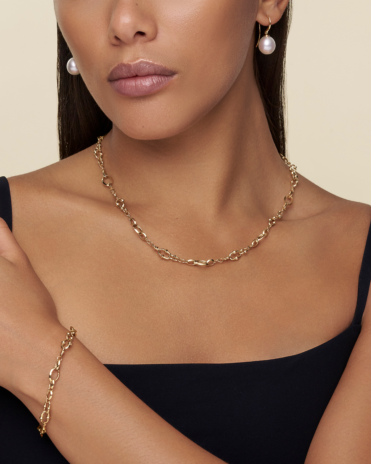 Dive Chain Necklace Yellow Gold on body D21N01Y