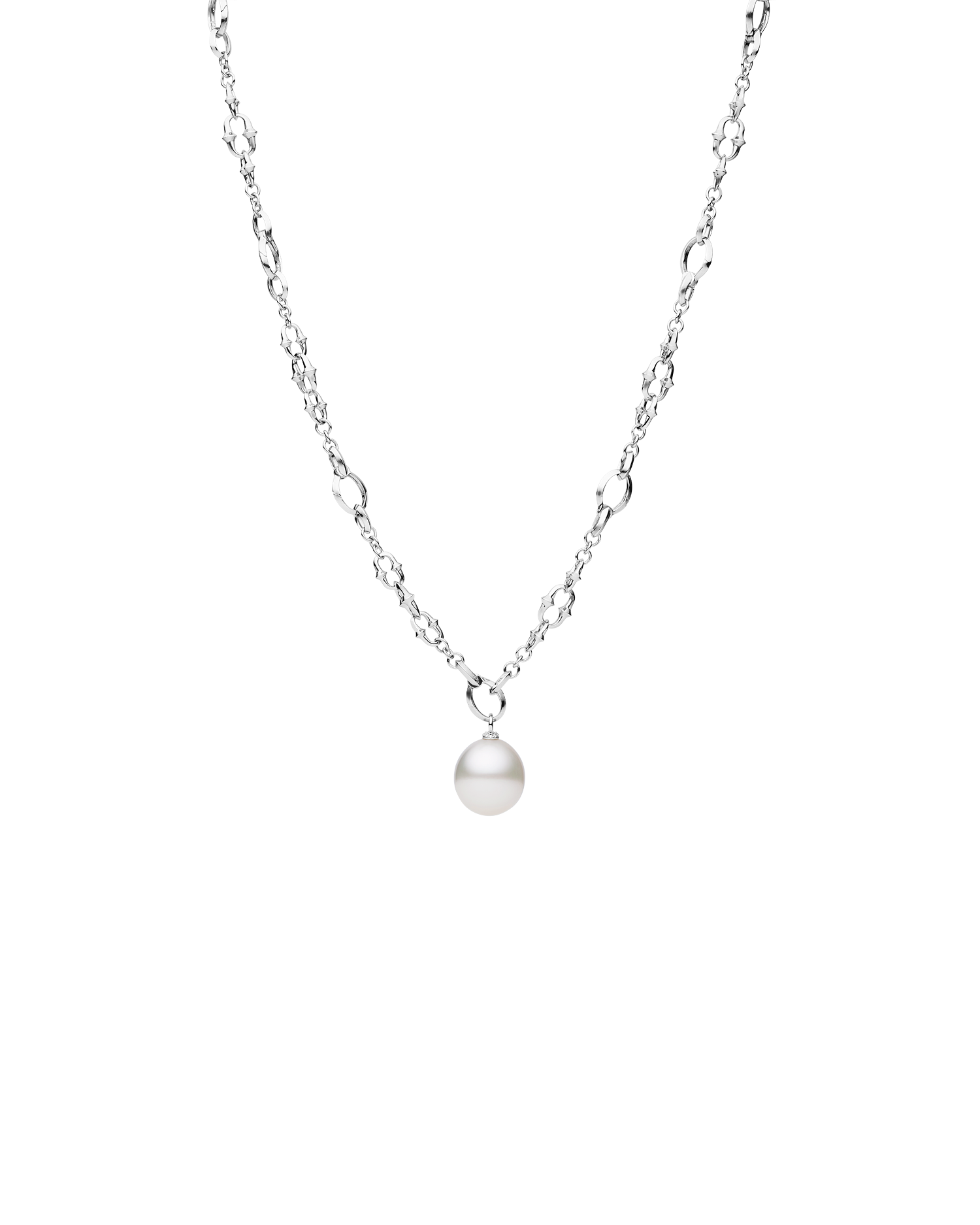 Dive Chain Pearl Charm Necklace in White Gold DD25N01WPO15