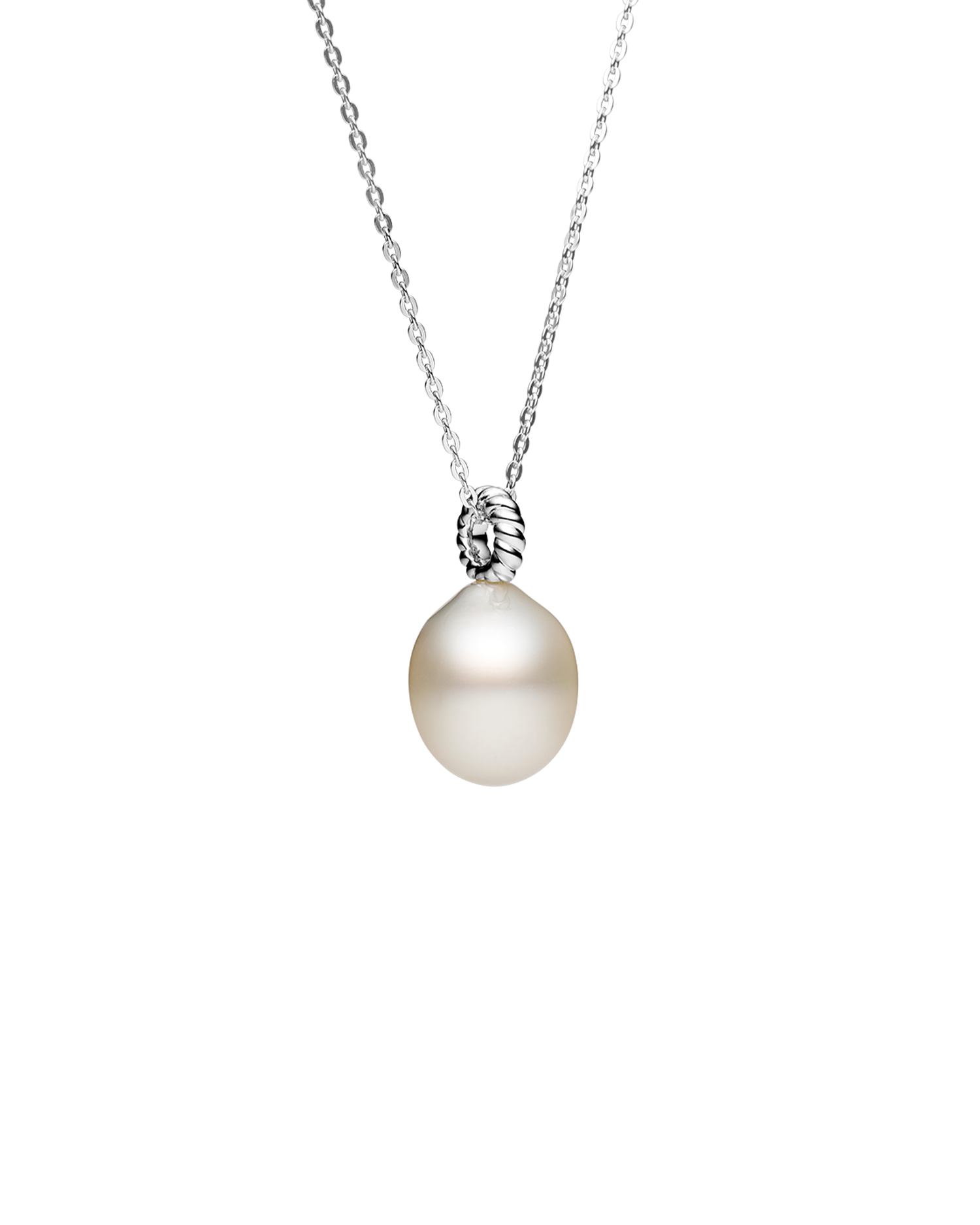 Dive Rope Pearl Pendant | 13mm Drop Pearl and White Gold