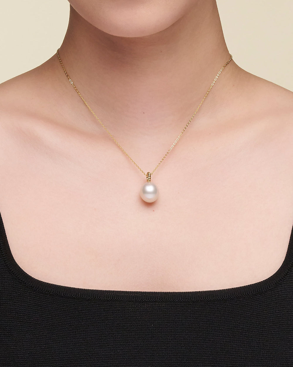 Dive Rope Pearl Pendant | 13mm Drop Pearl and Yellow Gold