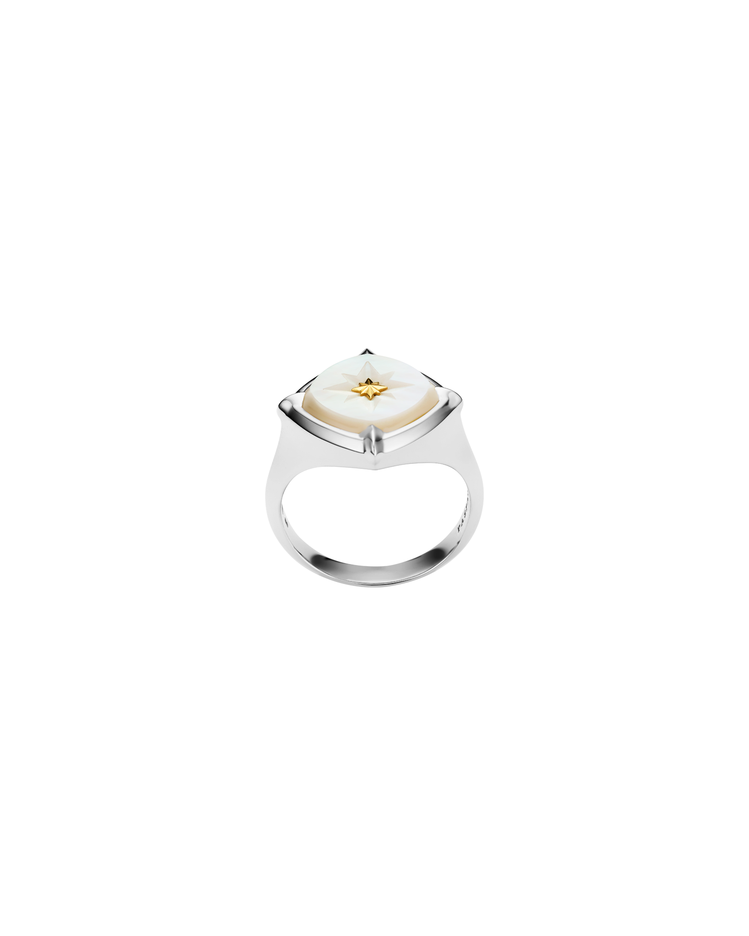 Diver Signet Ring | Mother of Pearl, Platinum, and Yellow Gold