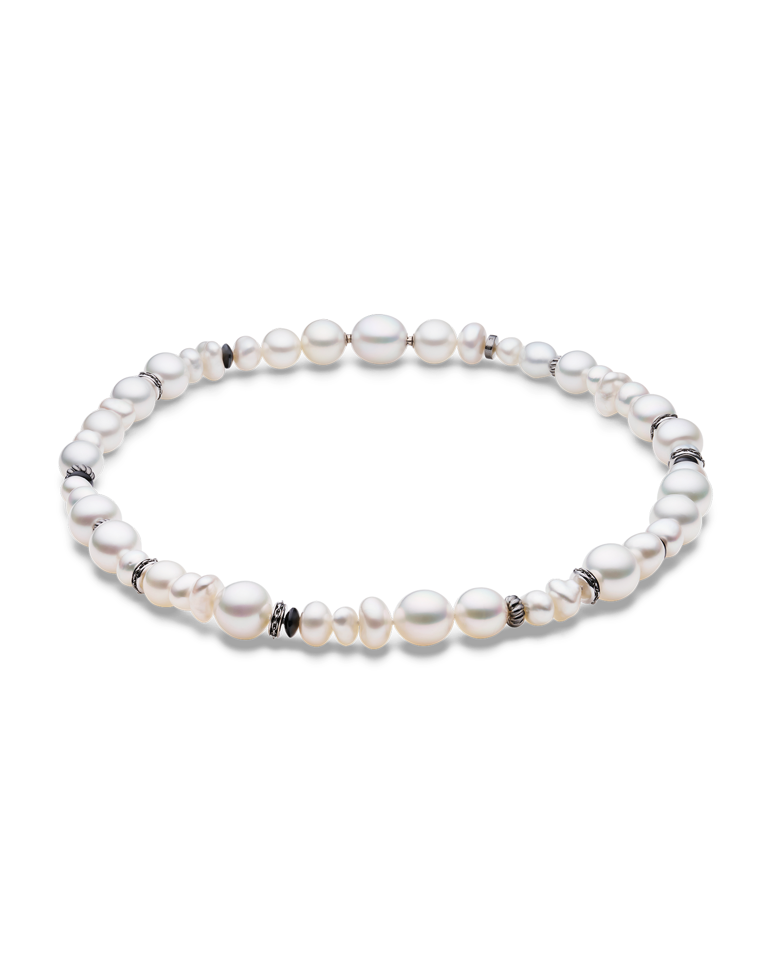 Diver Pearl Strand Necklace | 6-12mm Pearls, Black Spinel, and White Gold