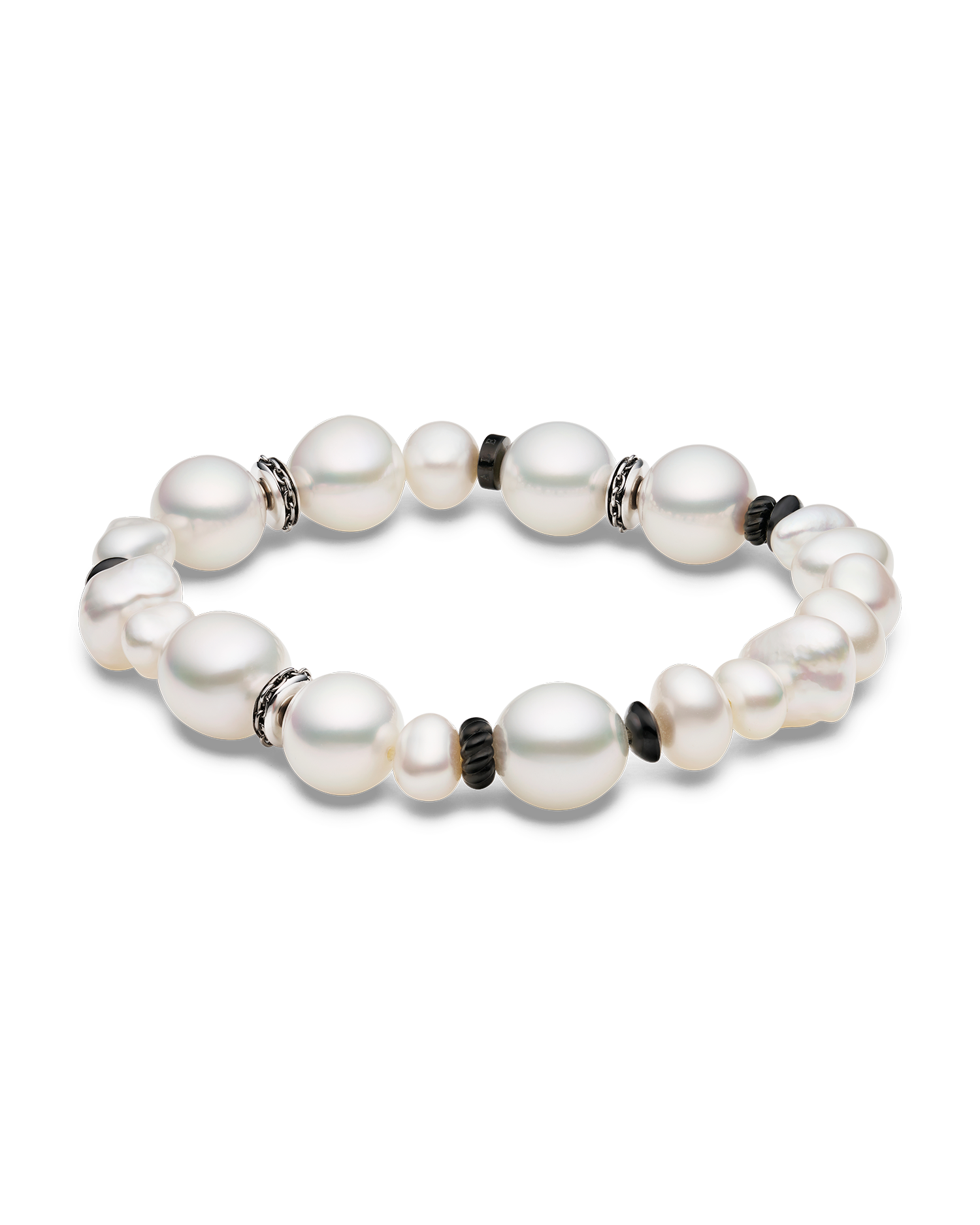 Diver Pearl Strand Bracelet | 6-12mm Pearls, Black Spinel, and White Gold