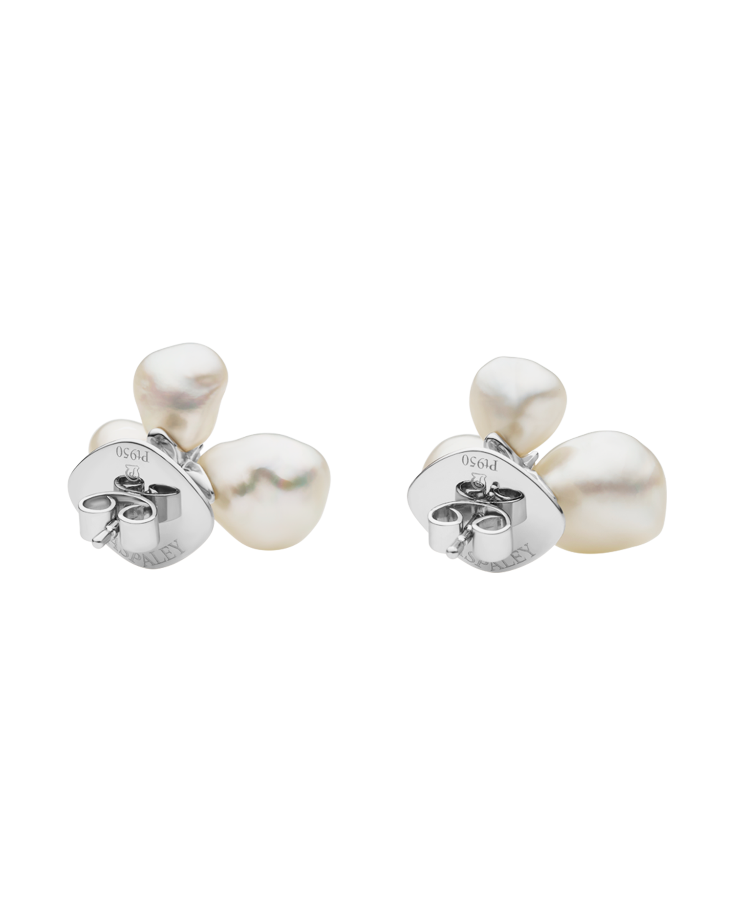 Diamond Triple Keshi Pearl Stud Earrings | 7-9mm Keshi Baroque Pearls, Diamonds, and Platinum