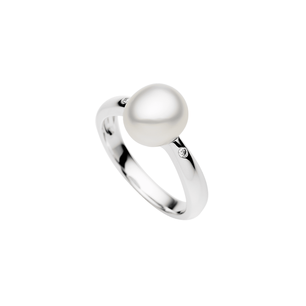 Julia Pearl Ring | 9mm Keshi Pearl, Diamonds, and White Gold