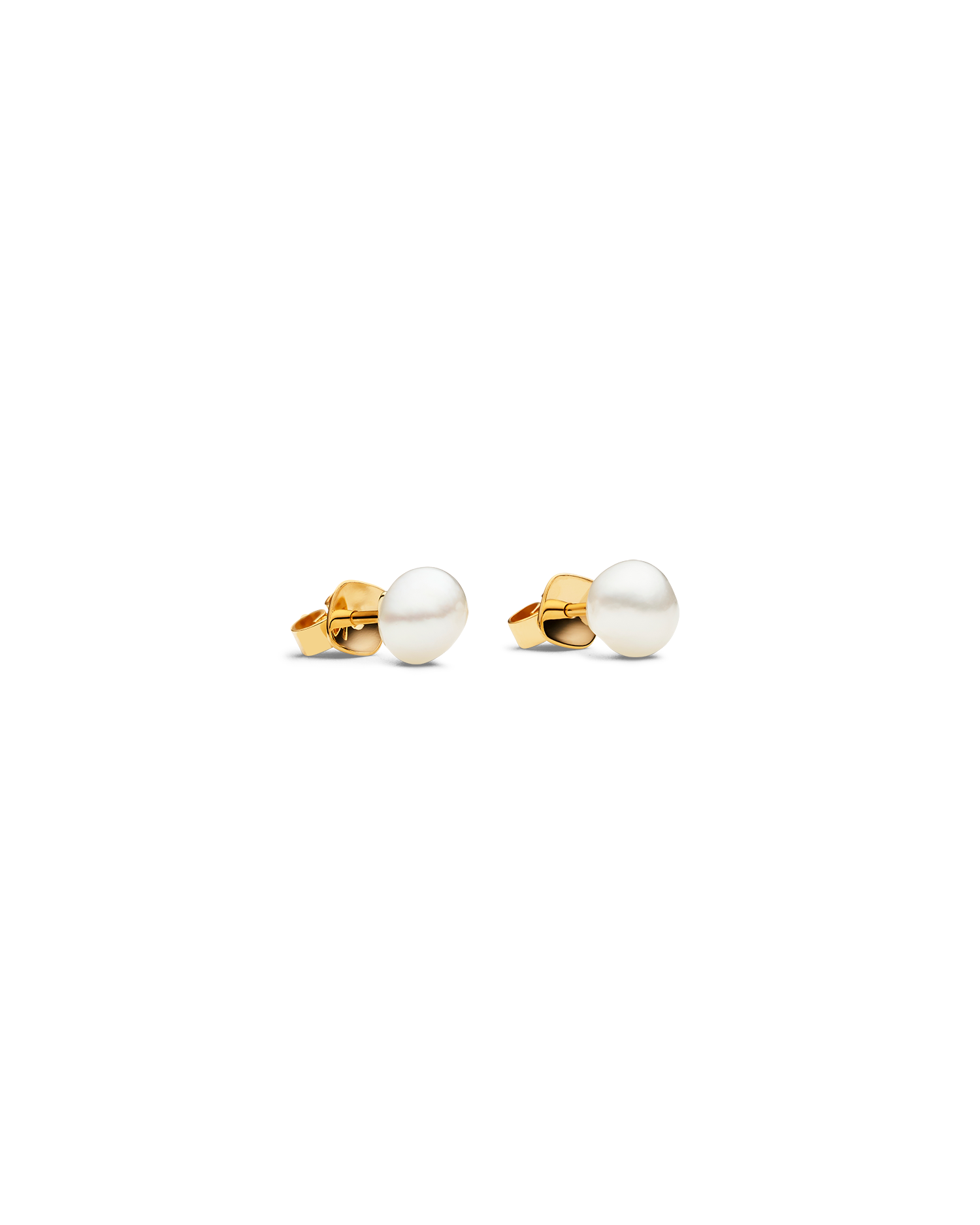 Keshi Pearl Stud Earrings with Keshi Pearls and Yellow Gold