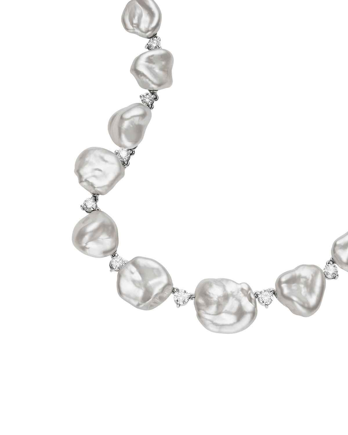 Lily Pad Pearl Collier | 12-16mm Keshi Pearls, Diamonds, and Platinum