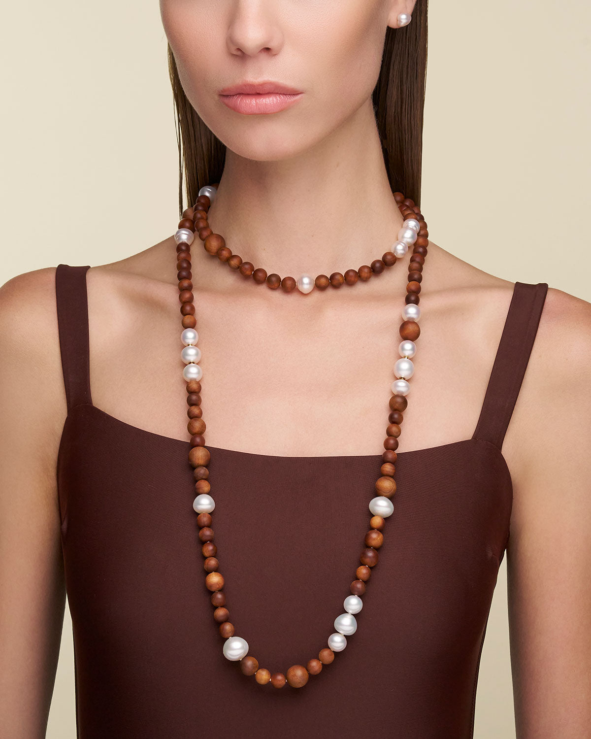 Kimberley Dusk Matinee Pearl Necklace | 10-14mm Pearls and Sandalwood