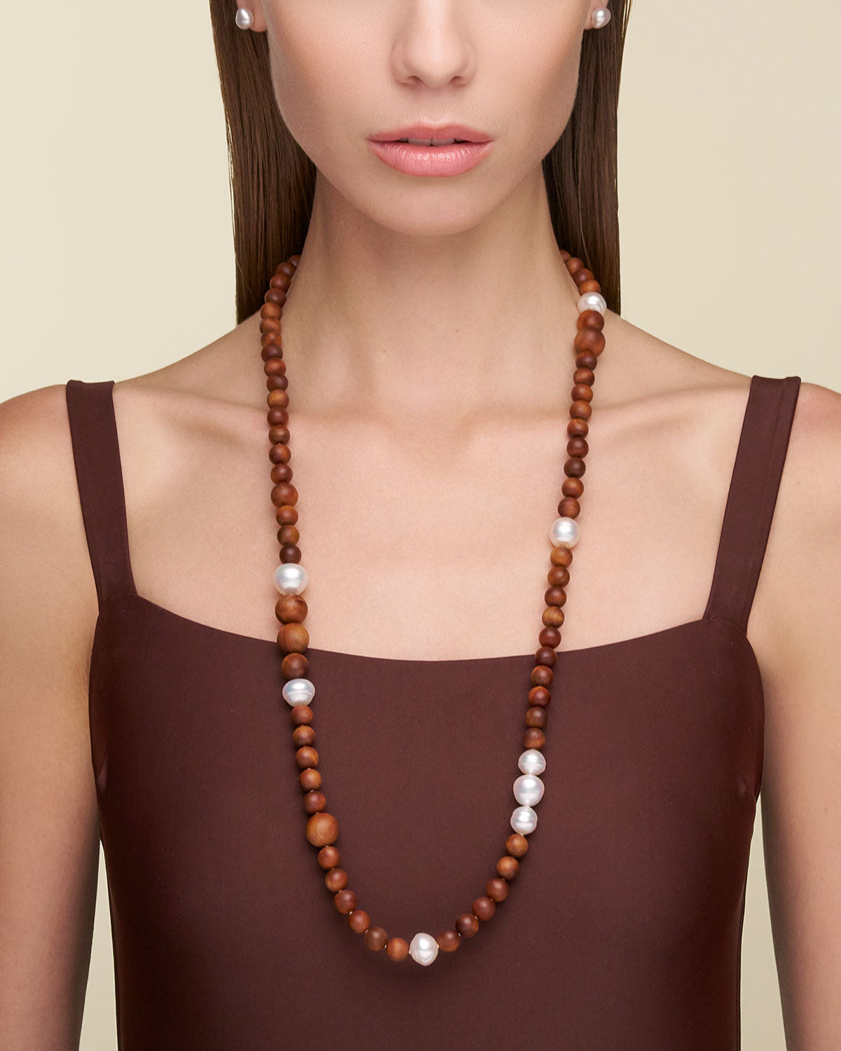 Kimberley Dusk Matinee Pearl Necklace | 10-14mm Pearls and Sandalwood