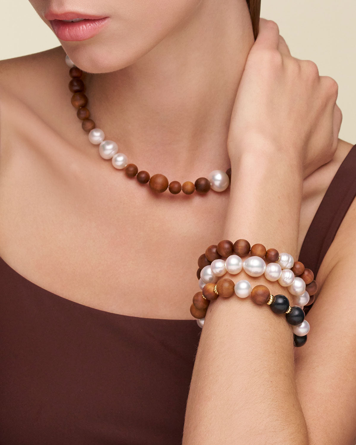 Kimberley Golden Dusk Pearl Bracelet On Body CSRB31DMX Delfini Pearl Strand Bracelet On Body Sbdelf002 Kimberley Dusk Matinee Pearl Necklace On Body Csrm30dmx Kimberley Dawn Single